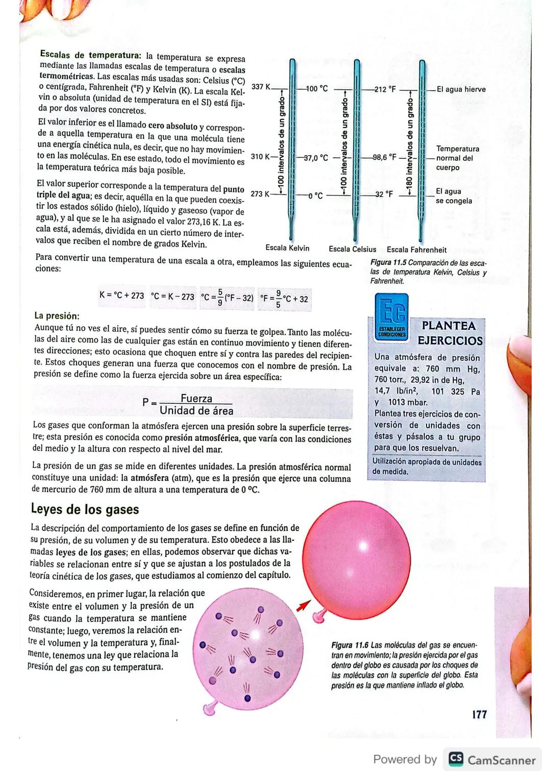 CAPÍTULO 11
¿CÓMO SE COMPORTAN LOS GASES?
Figura 11.1
En la primera unidad, aprendiste que los materiales se encuentran en tres estados
fund