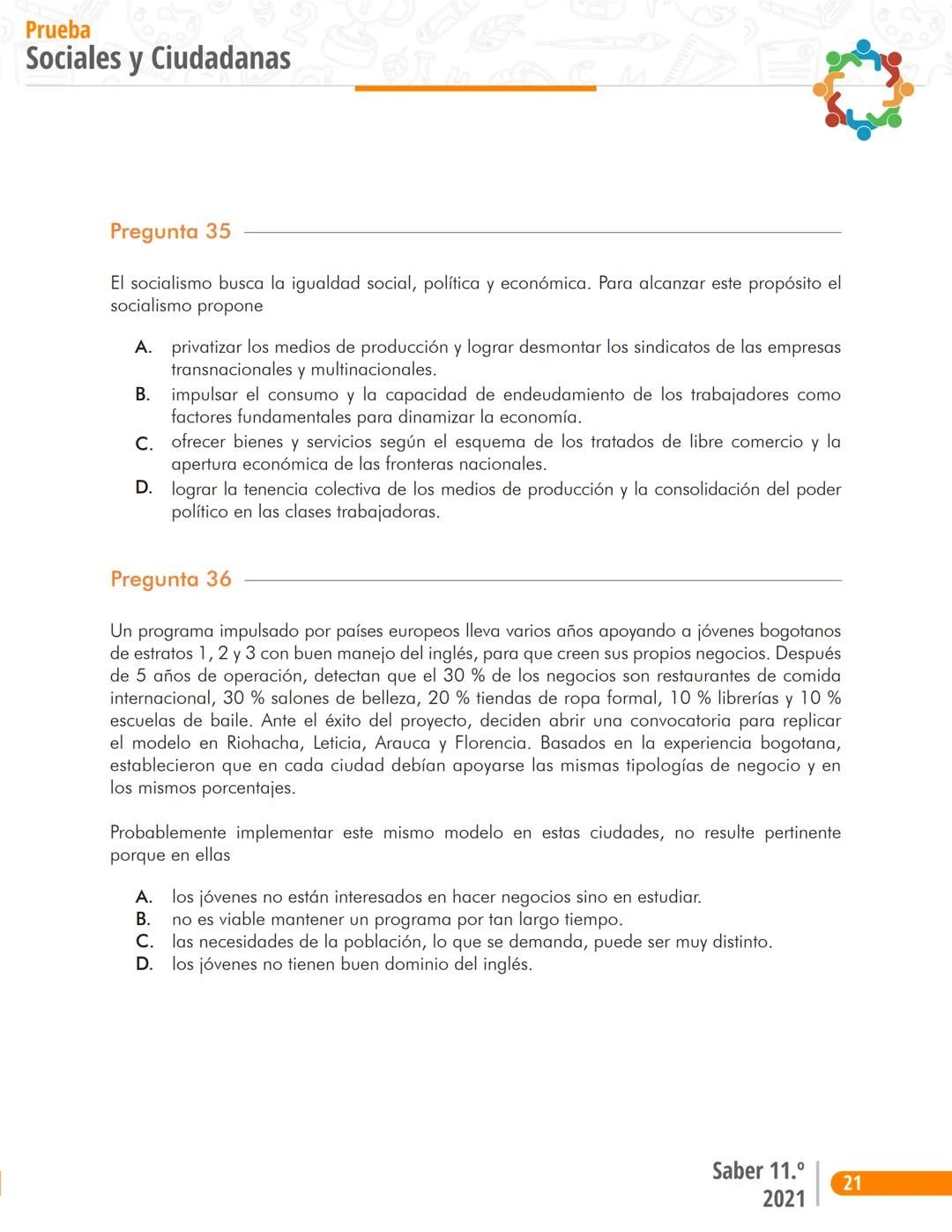 La educación
es de todos
Mineducación
Prueba
Sociales y Ciudadanas
Cuadernillo de preguntas
Saber 11.° Presidente de la República
Iván Duq