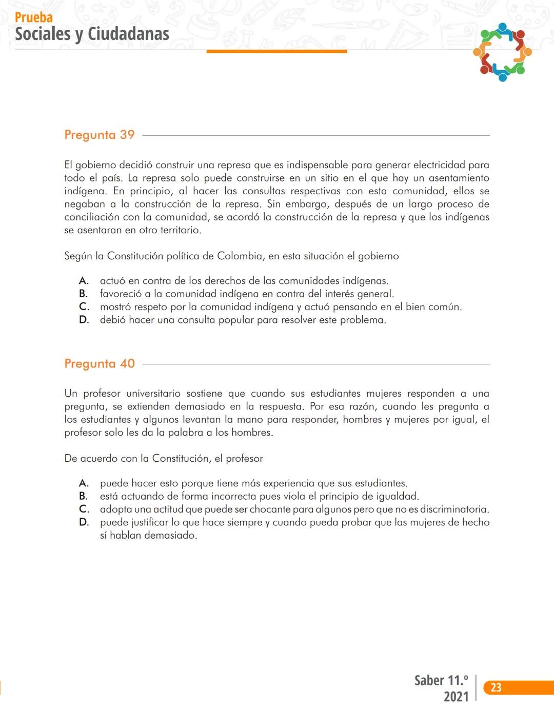 La educación
es de todos
Mineducación
Prueba
Sociales y Ciudadanas
Cuadernillo de preguntas
Saber 11.° Presidente de la República
Iván Duq