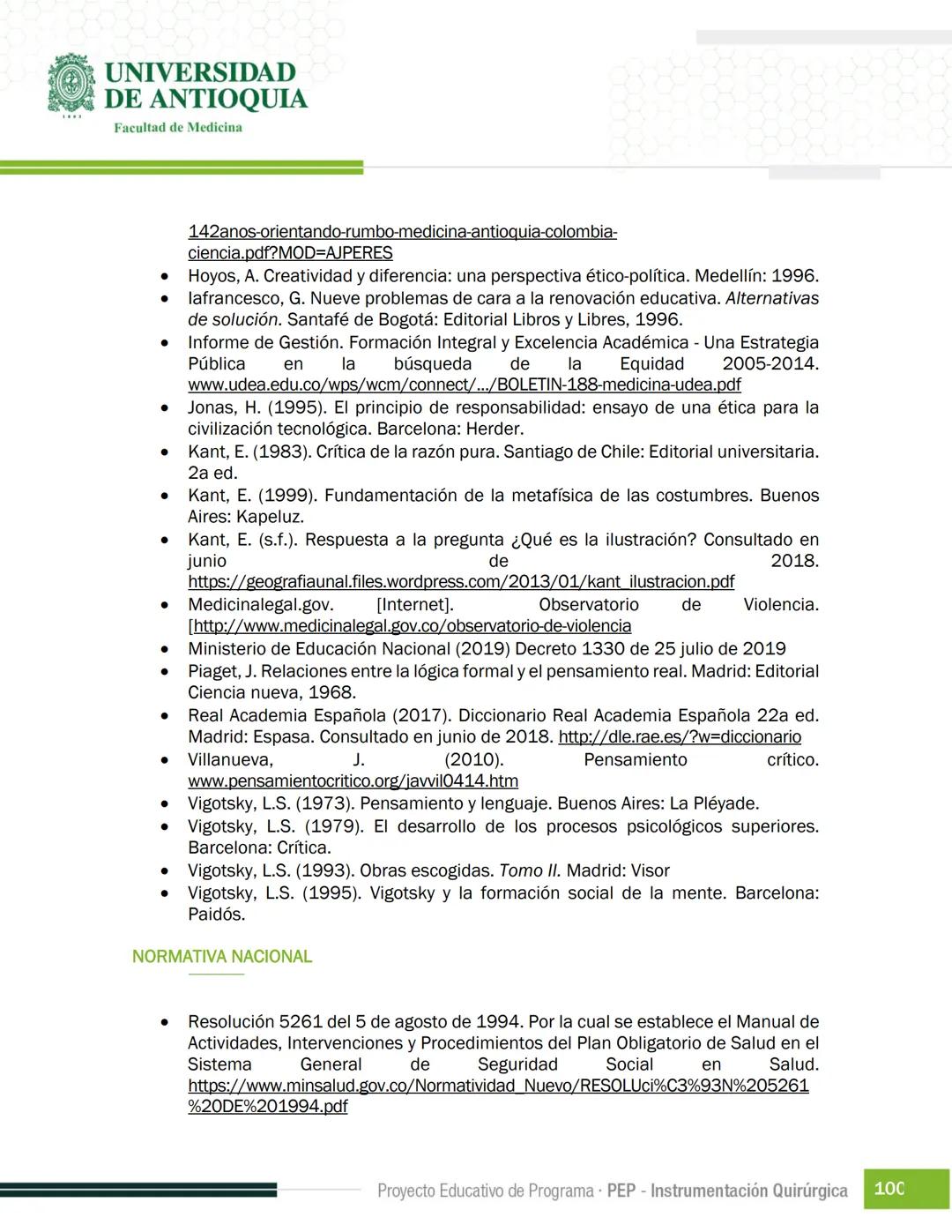 FECHA DE ACTUALIZACIÓN
ENERO 2023
UNIVERSIDAD
DE ANTIOQUIA
Facultad de Medicina
Proyecto Educativo
de Programa
- PEP -
Instrumentación Quirú
