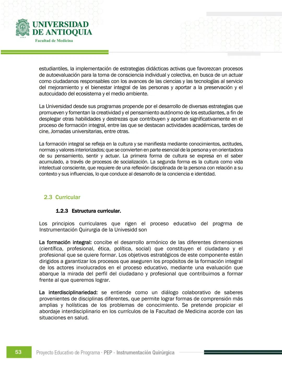 FECHA DE ACTUALIZACIÓN
ENERO 2023
UNIVERSIDAD
DE ANTIOQUIA
Facultad de Medicina
Proyecto Educativo
de Programa
- PEP -
Instrumentación Quirú