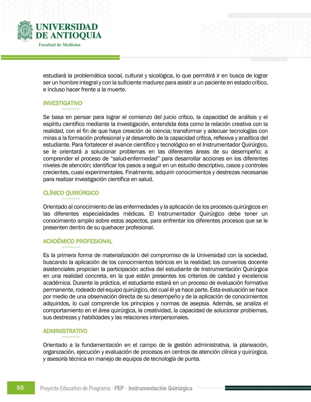 FECHA DE ACTUALIZACIÓN
ENERO 2023
UNIVERSIDAD
DE ANTIOQUIA
Facultad de Medicina
Proyecto Educativo
de Programa
- PEP -
Instrumentación Quirú