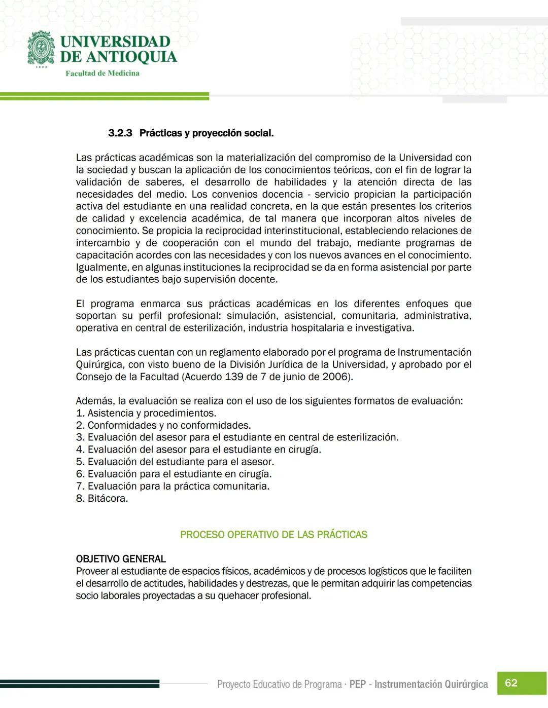 FECHA DE ACTUALIZACIÓN
ENERO 2023
UNIVERSIDAD
DE ANTIOQUIA
Facultad de Medicina
Proyecto Educativo
de Programa
- PEP -
Instrumentación Quirú