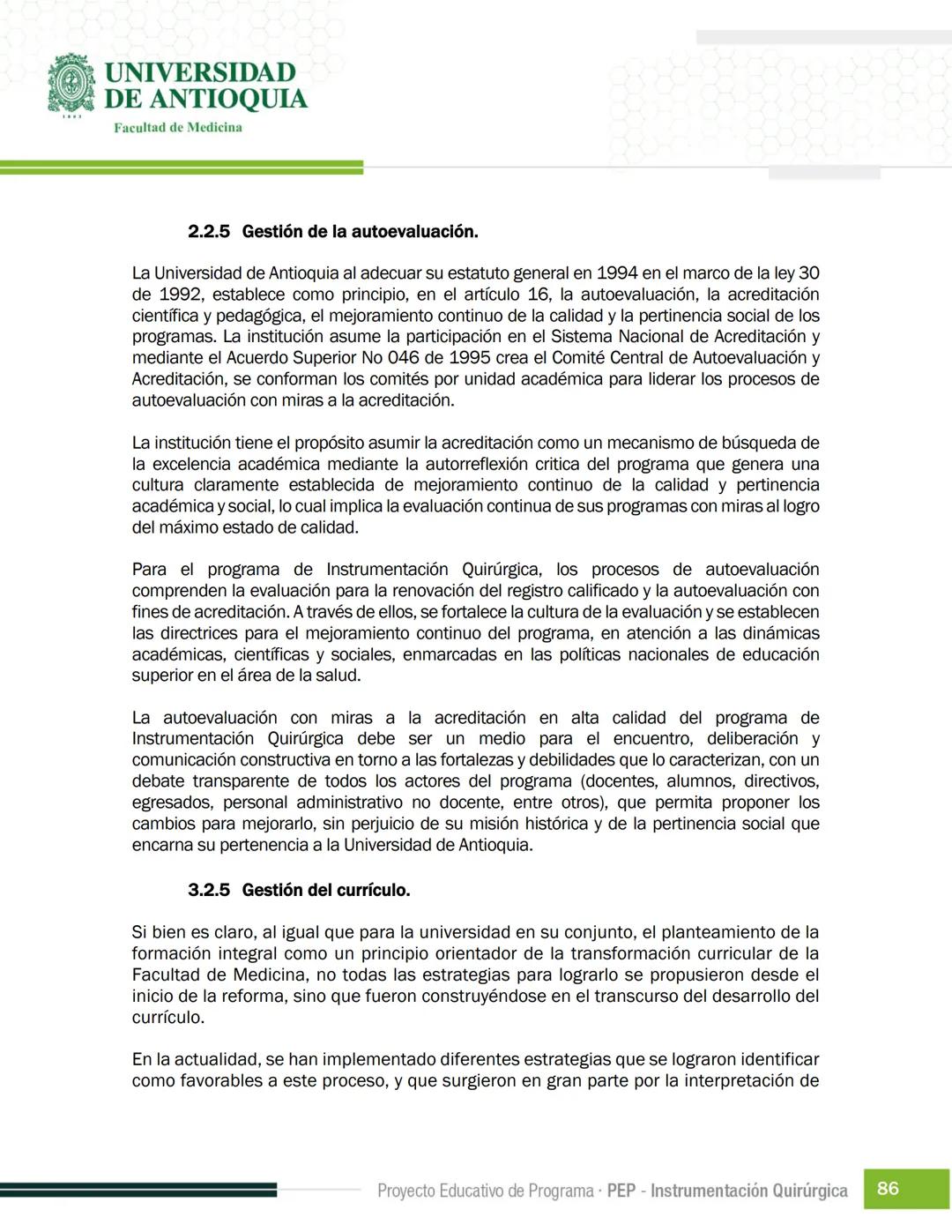 FECHA DE ACTUALIZACIÓN
ENERO 2023
UNIVERSIDAD
DE ANTIOQUIA
Facultad de Medicina
Proyecto Educativo
de Programa
- PEP -
Instrumentación Quirú
