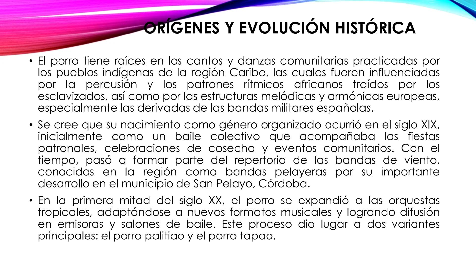 EL PORRO: PATRIMOΝΙO
MUSICAL DEL CARIBE
COLOMBIANO
'Toma los apuntes en tu cuaderno y resuelve la actividad • El porro es una de las manifes