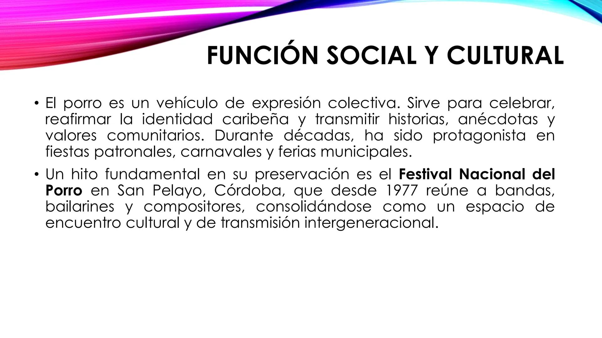 EL PORRO: PATRIMOΝΙO
MUSICAL DEL CARIBE
COLOMBIANO
'Toma los apuntes en tu cuaderno y resuelve la actividad • El porro es una de las manifes