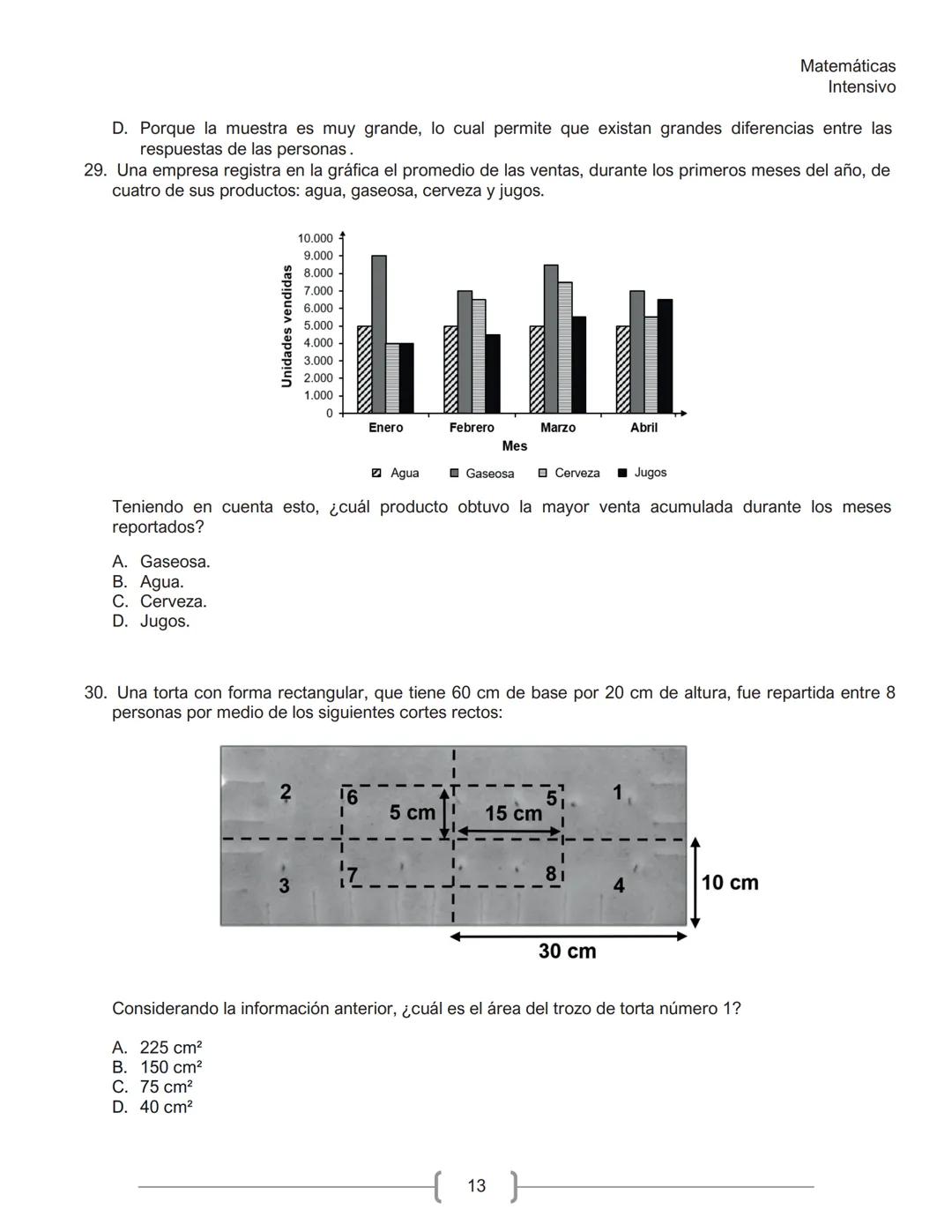 Matemáticas
Intensivo
MATEMÁTICAS
1. La tabla muestra la cantidad de personas contagiadas de un virus en un pequeño hospital, según su
rango