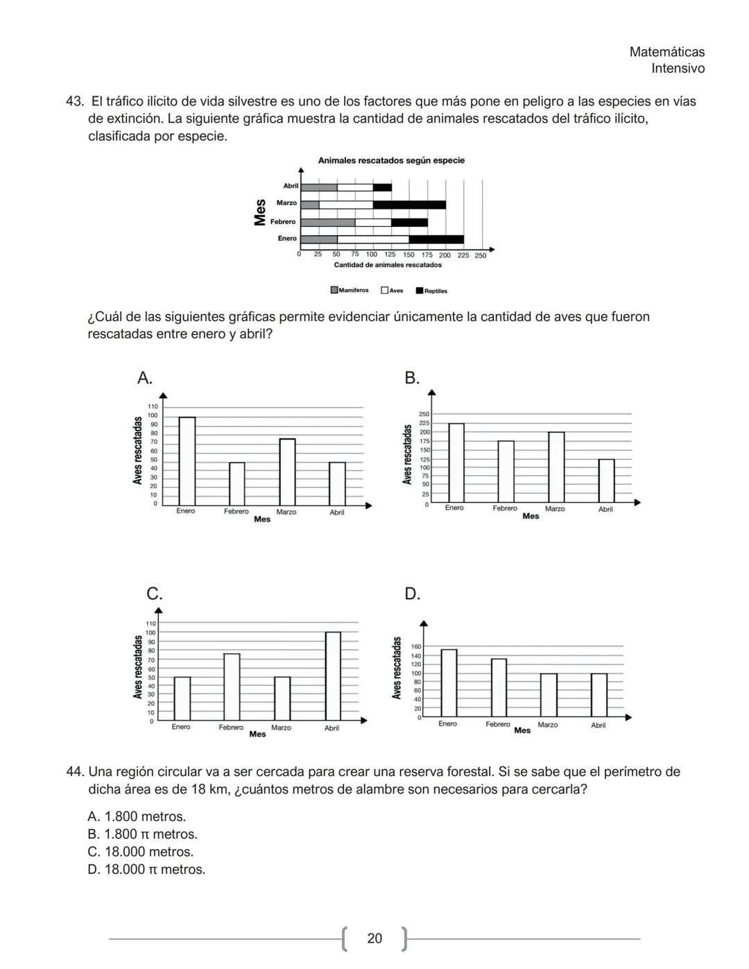 Matemáticas
Intensivo
MATEMÁTICAS
1. La tabla muestra la cantidad de personas contagiadas de un virus en un pequeño hospital, según su
rango