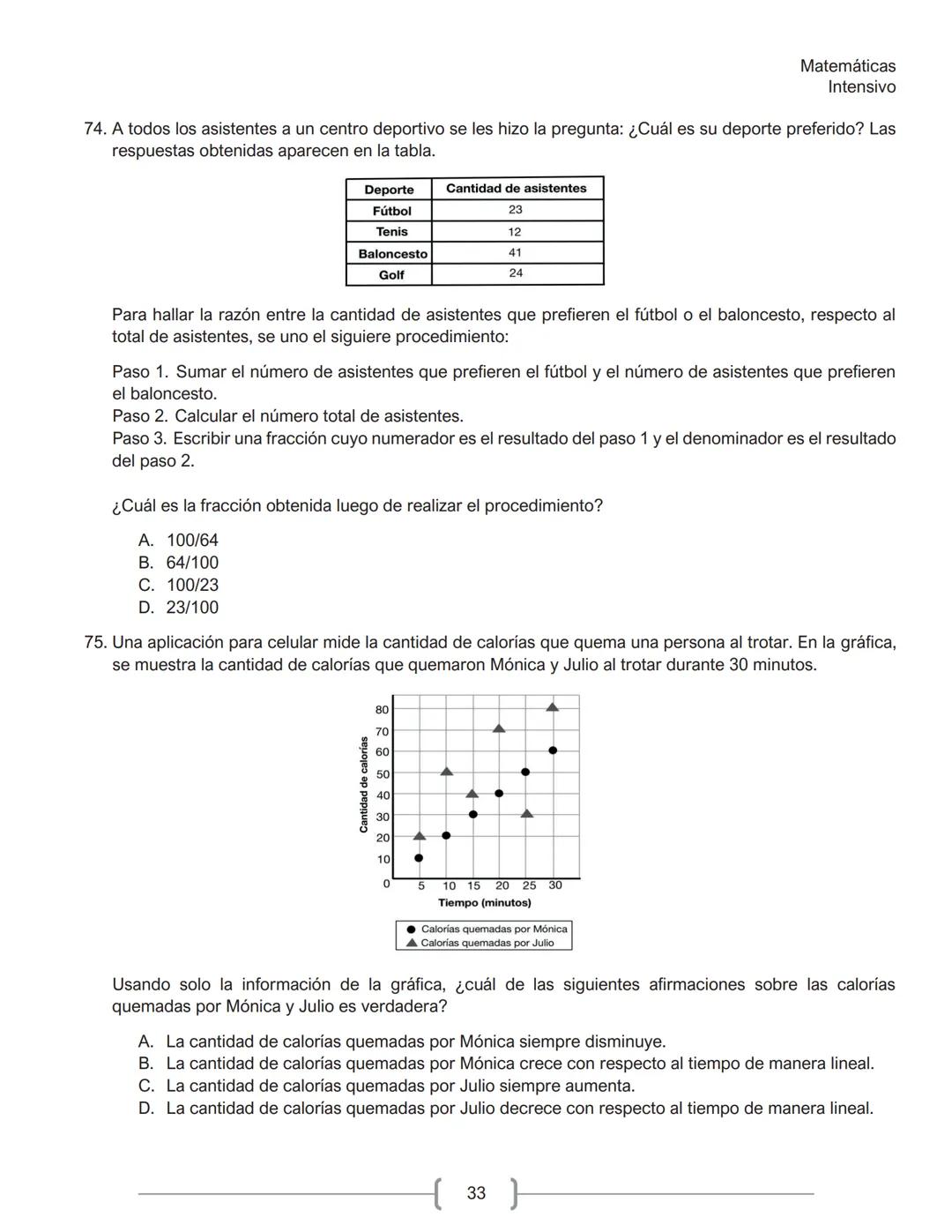 Matemáticas
Intensivo
MATEMÁTICAS
1. La tabla muestra la cantidad de personas contagiadas de un virus en un pequeño hospital, según su
rango