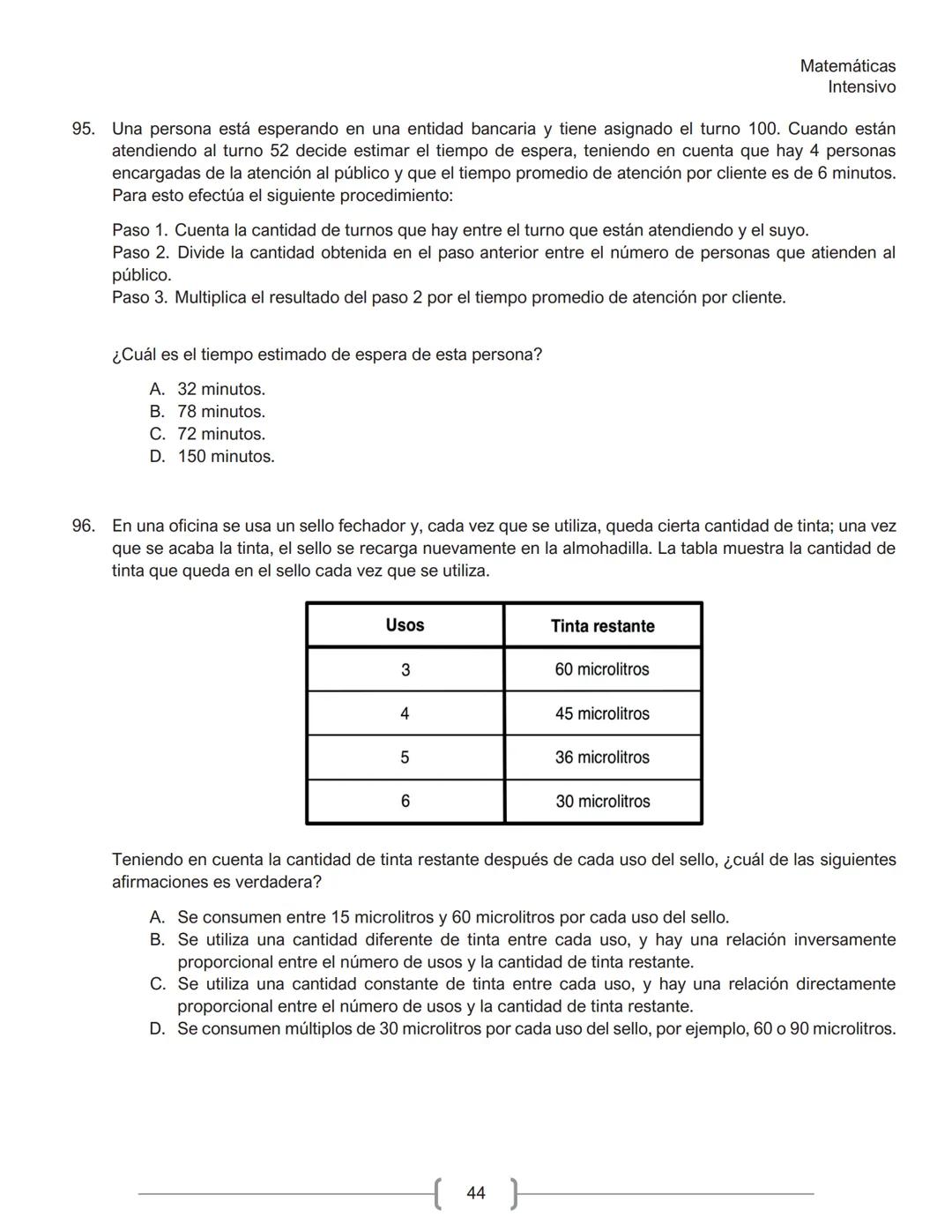 Matemáticas
Intensivo
MATEMÁTICAS
1. La tabla muestra la cantidad de personas contagiadas de un virus en un pequeño hospital, según su
rango