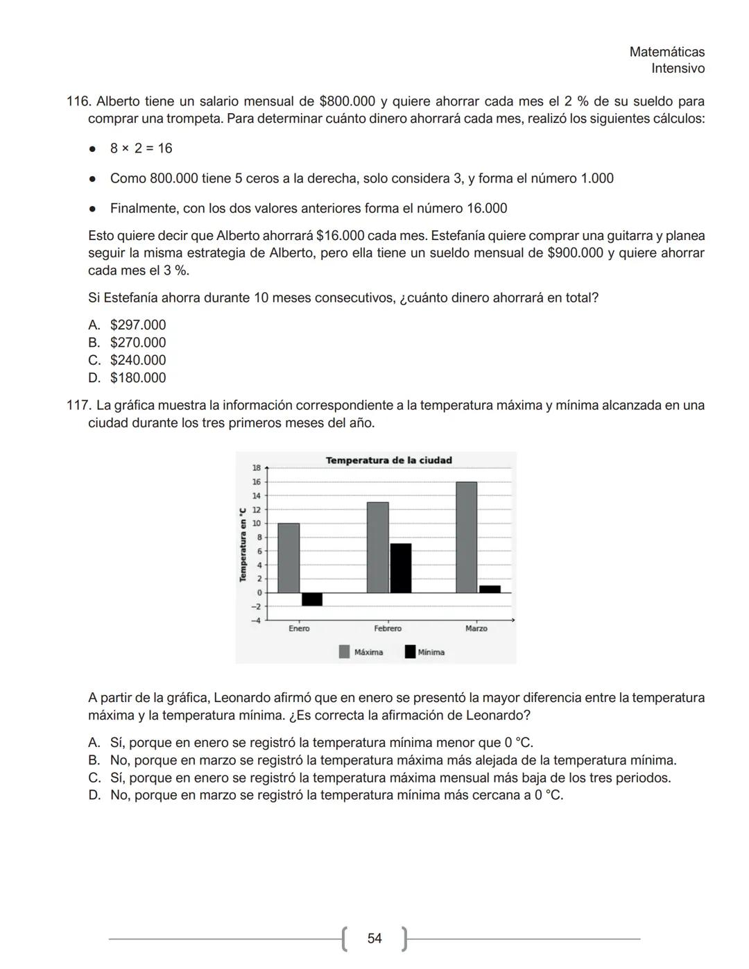 Matemáticas
Intensivo
MATEMÁTICAS
1. La tabla muestra la cantidad de personas contagiadas de un virus en un pequeño hospital, según su
rango