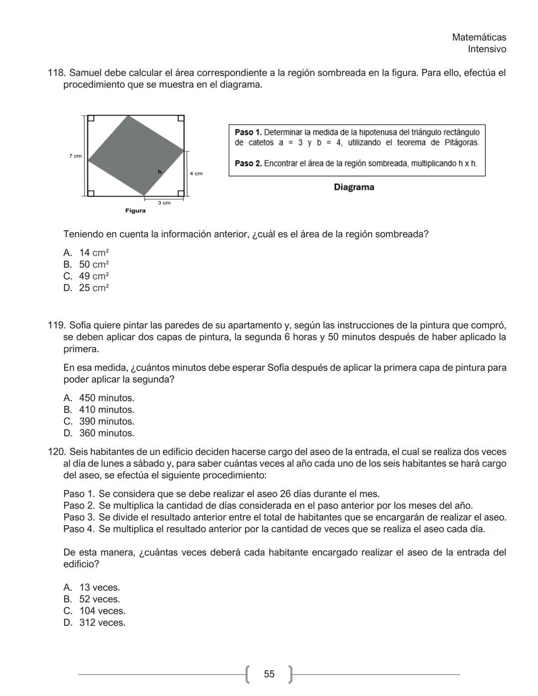 Matemáticas
Intensivo
MATEMÁTICAS
1. La tabla muestra la cantidad de personas contagiadas de un virus en un pequeño hospital, según su
rango