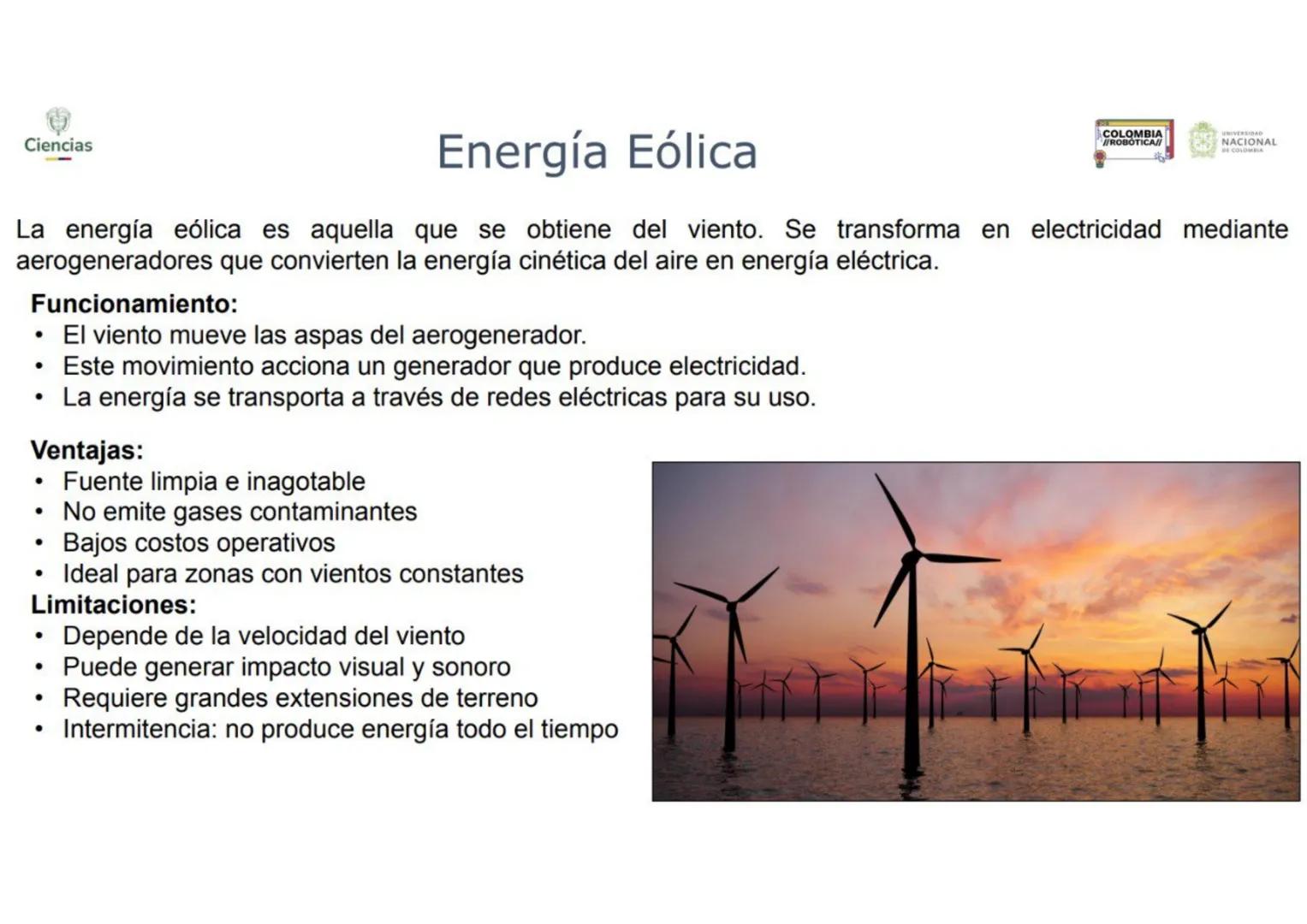 Ciencias
COLOMBIA
ROBOTICA/
NACIONAL
DE COLOMBIA
¿Qué es energía?
La energía es la capacidad de un cuerpo o sistema para realizar un trabajo