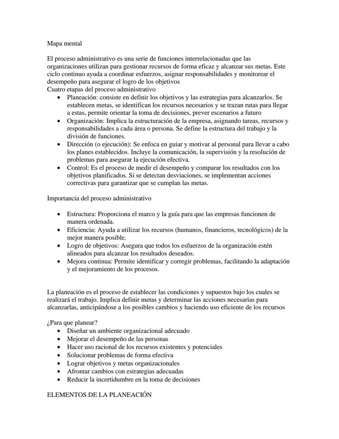 Mapa mental
El proceso administrativo es una serie de funciones interrelacionadas que las
organizaciones utilizan para gestionar recursos de
