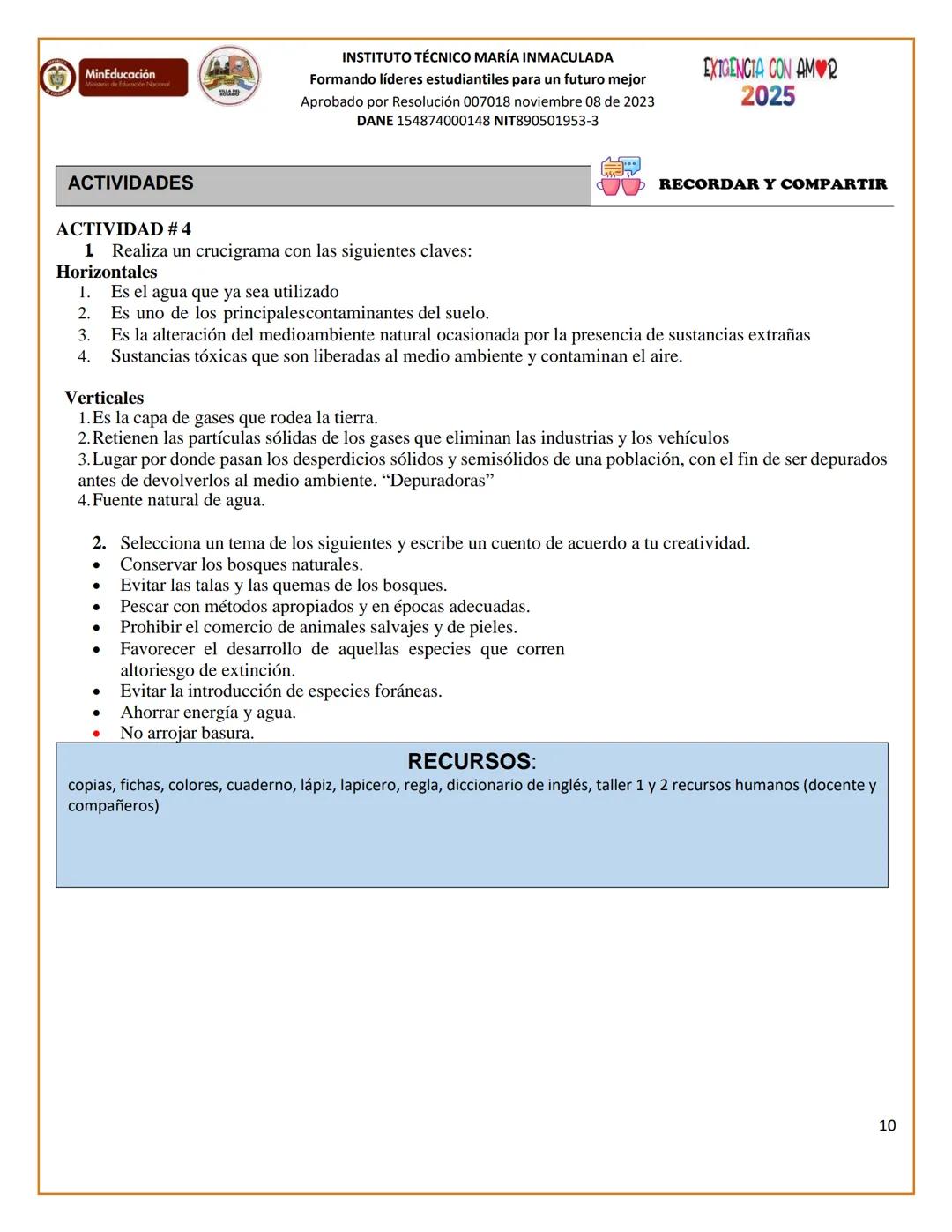 # MinEducación
# INSTITUTO TÉCNICO MARÍA INMACULADA
Formando líderes estudiantiles para un futuro mejor
Aprobado por Resolución 007018 novi