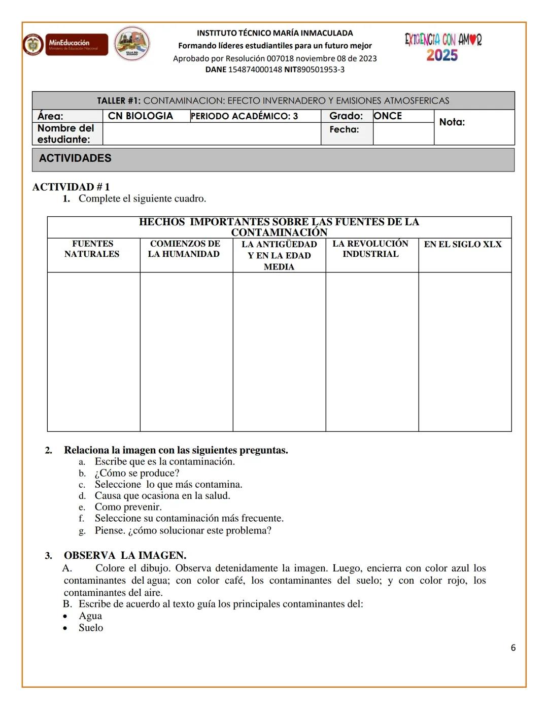 # MinEducación
# INSTITUTO TÉCNICO MARÍA INMACULADA
Formando líderes estudiantiles para un futuro mejor
Aprobado por Resolución 007018 novi