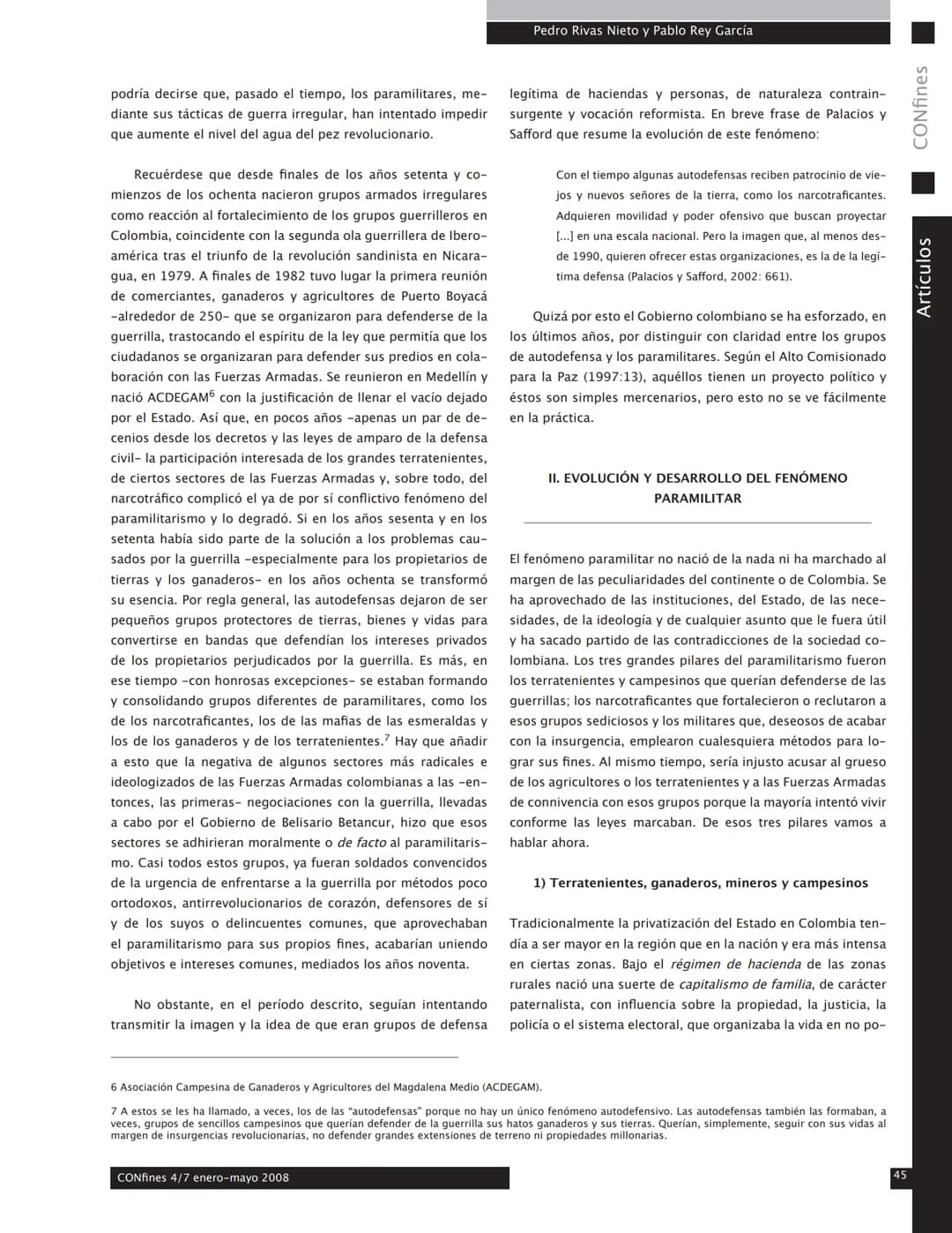 # Pedro Rivas Nieto y Pablo Rey García
# Las autodefensas y el paramilitarismo en Colombia (1964-2006)
Pedro Rivas Nieto y Pablo Rey Garcí