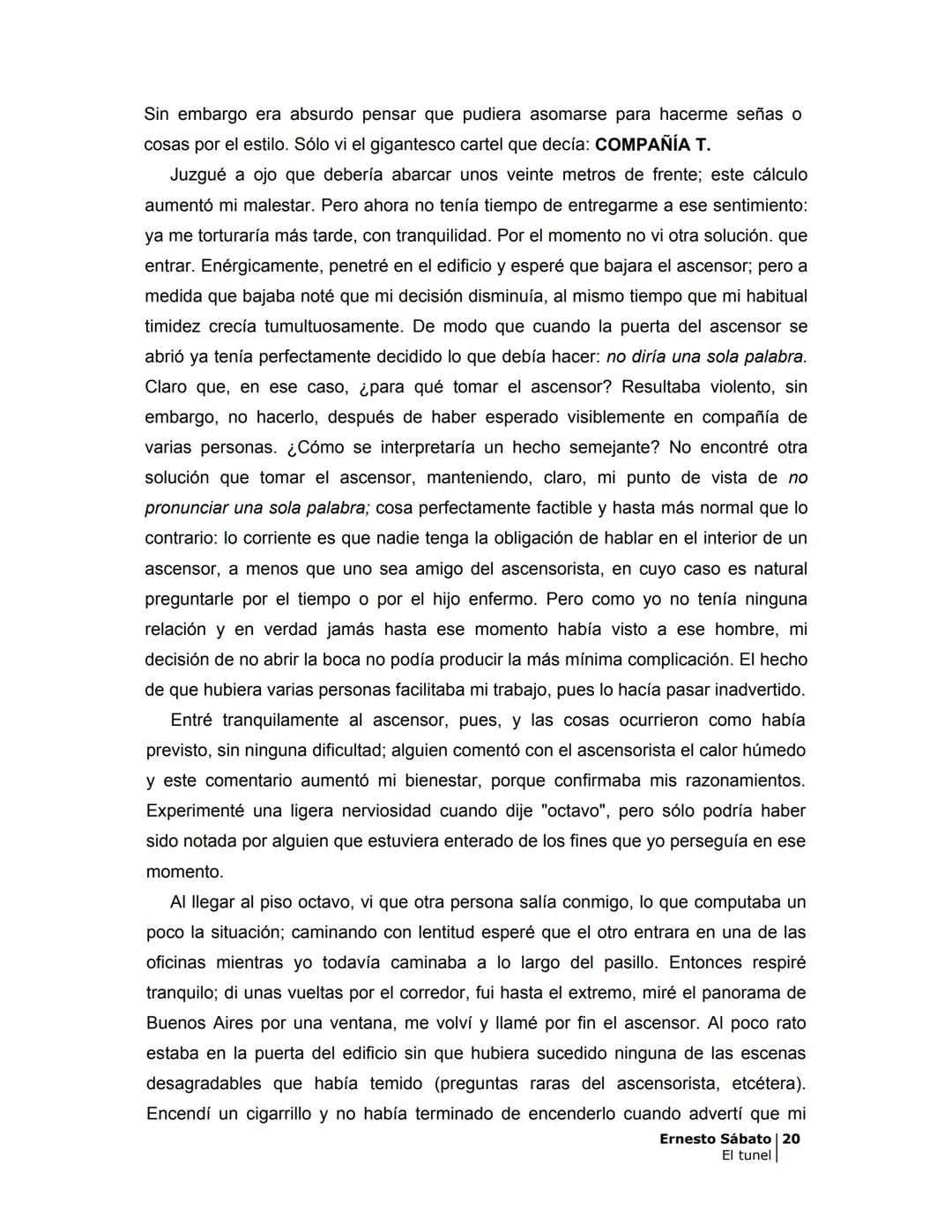 ## EL TÚNEL
ERNESTO SÁBAT0 ÍNDICE
I.
5
II
6
III
8
IV.
9
V
13
VI.
16
VII
19
VIII.
22
IX.
23
X.
28
XI.
30
XII.
31
XIII.
34
XIV
38
XV
39
XVI