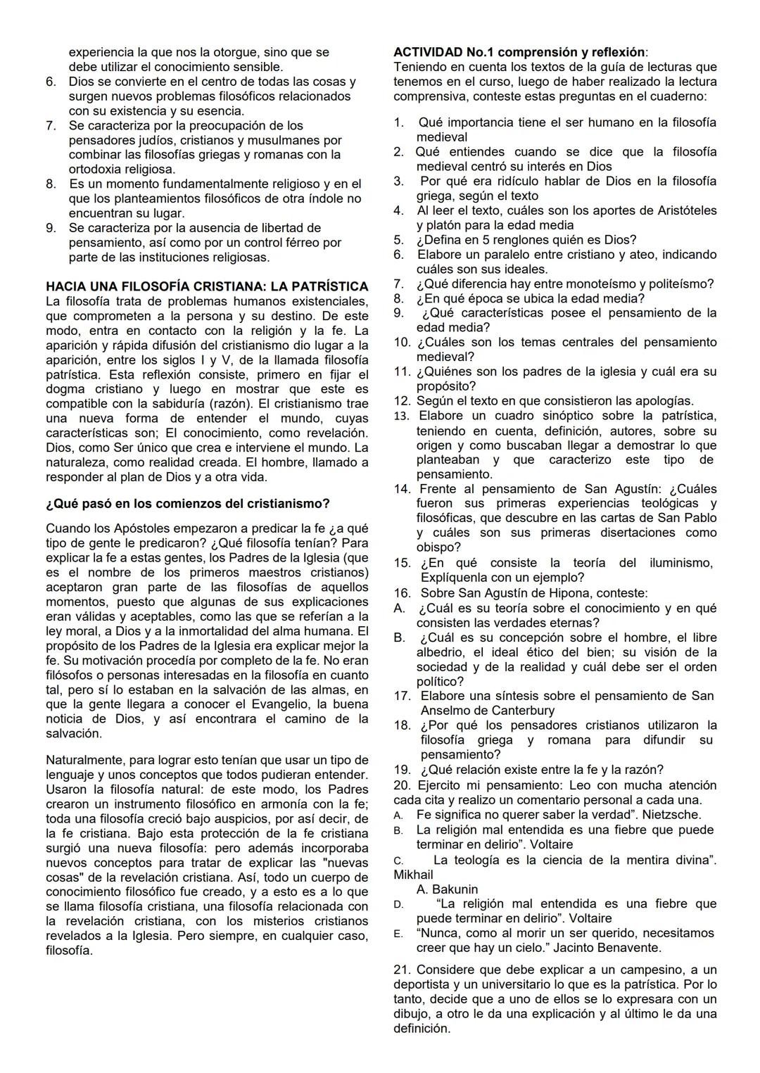 TEMA: FILOSOFÍA MEDIEVAL
TALLER: Patrística y Escolástica
Docente: Carlos Rodríguez
Grado 10
LOGRO: Identifica claramente los movimientos
fi