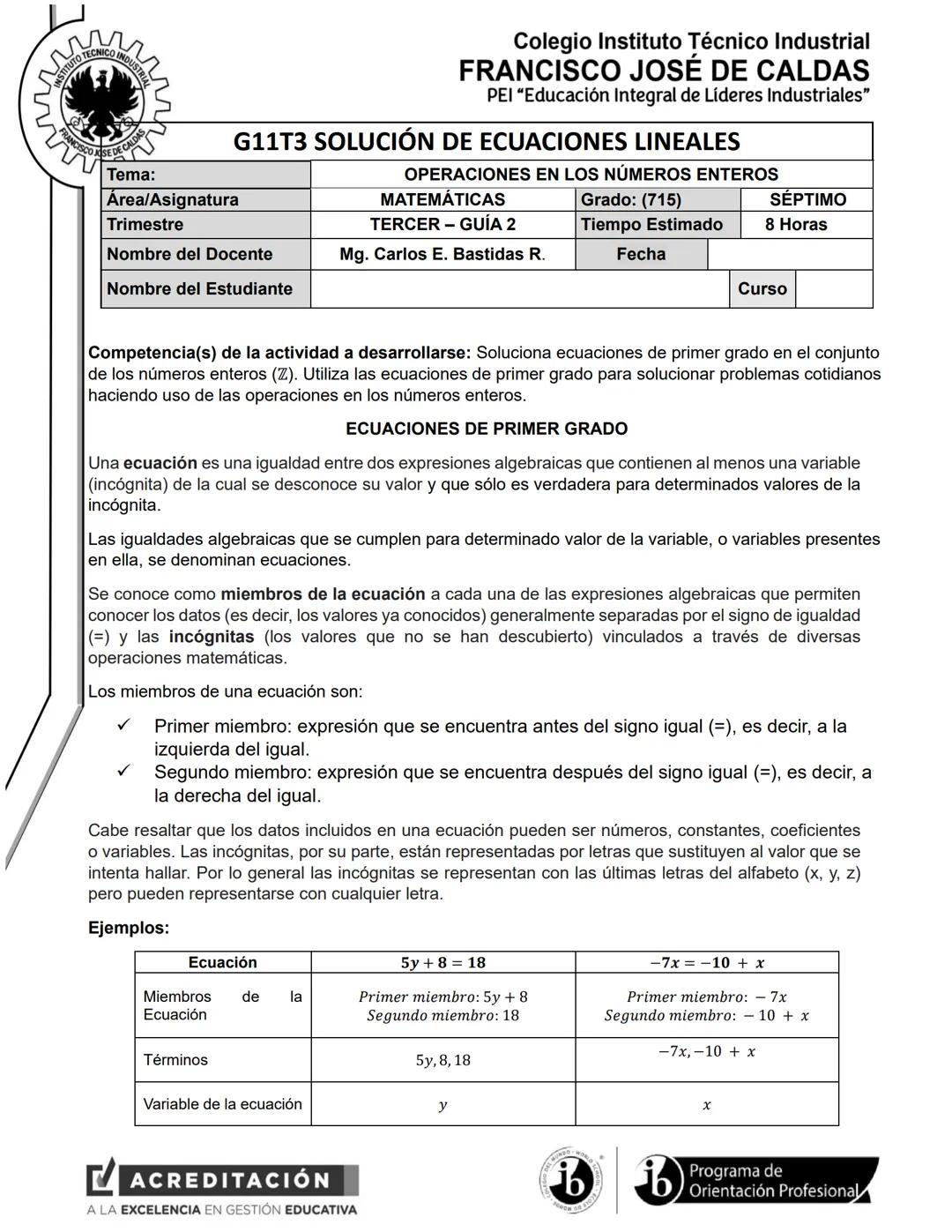 Ecuaciones con procedimiento