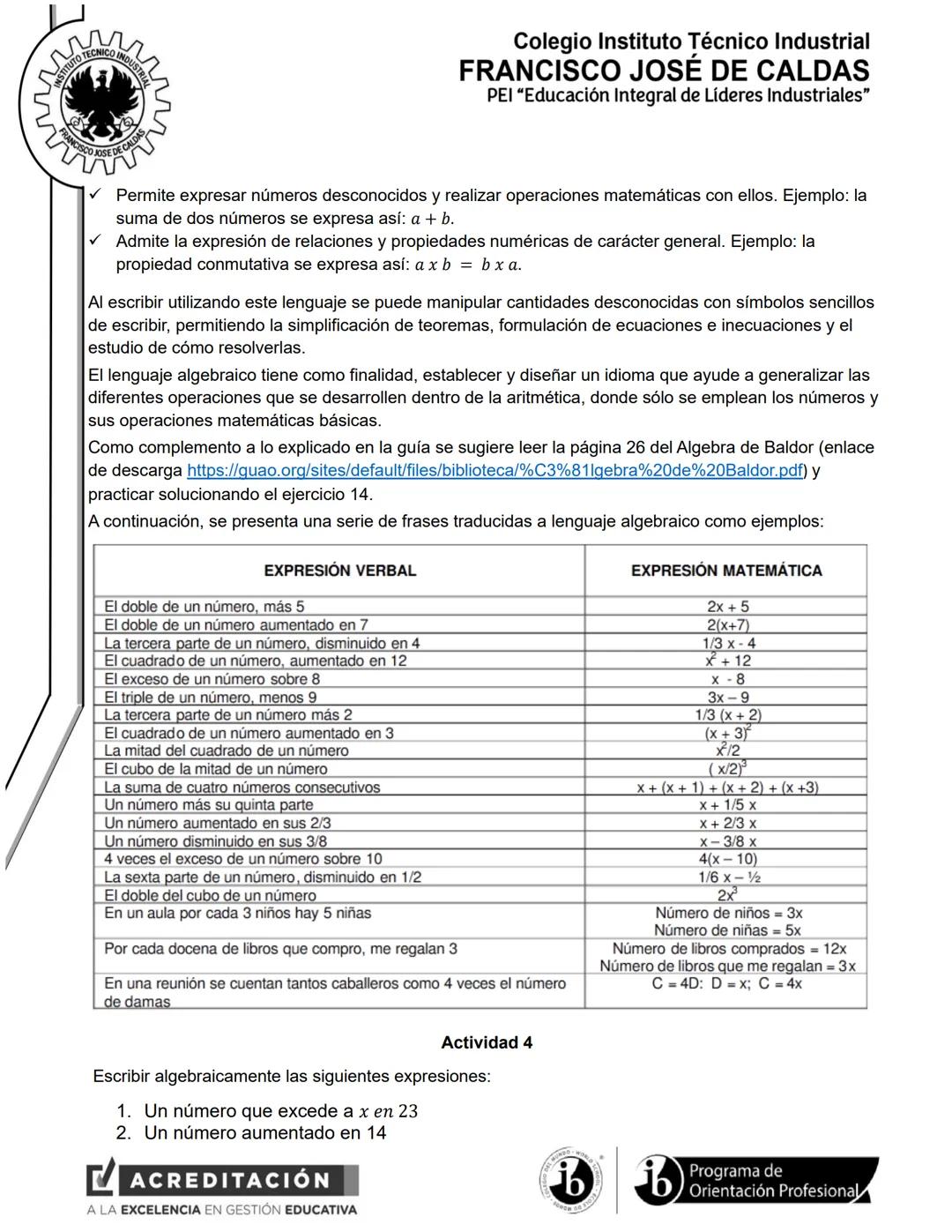 # Colegio Instituto Técnico Industrial
# FRANCISCO JOSÉ DE CALDAS
# PEI "Educación Integral de Líderes Industriales"
# G11T3 SOLUCIÓN DE EC