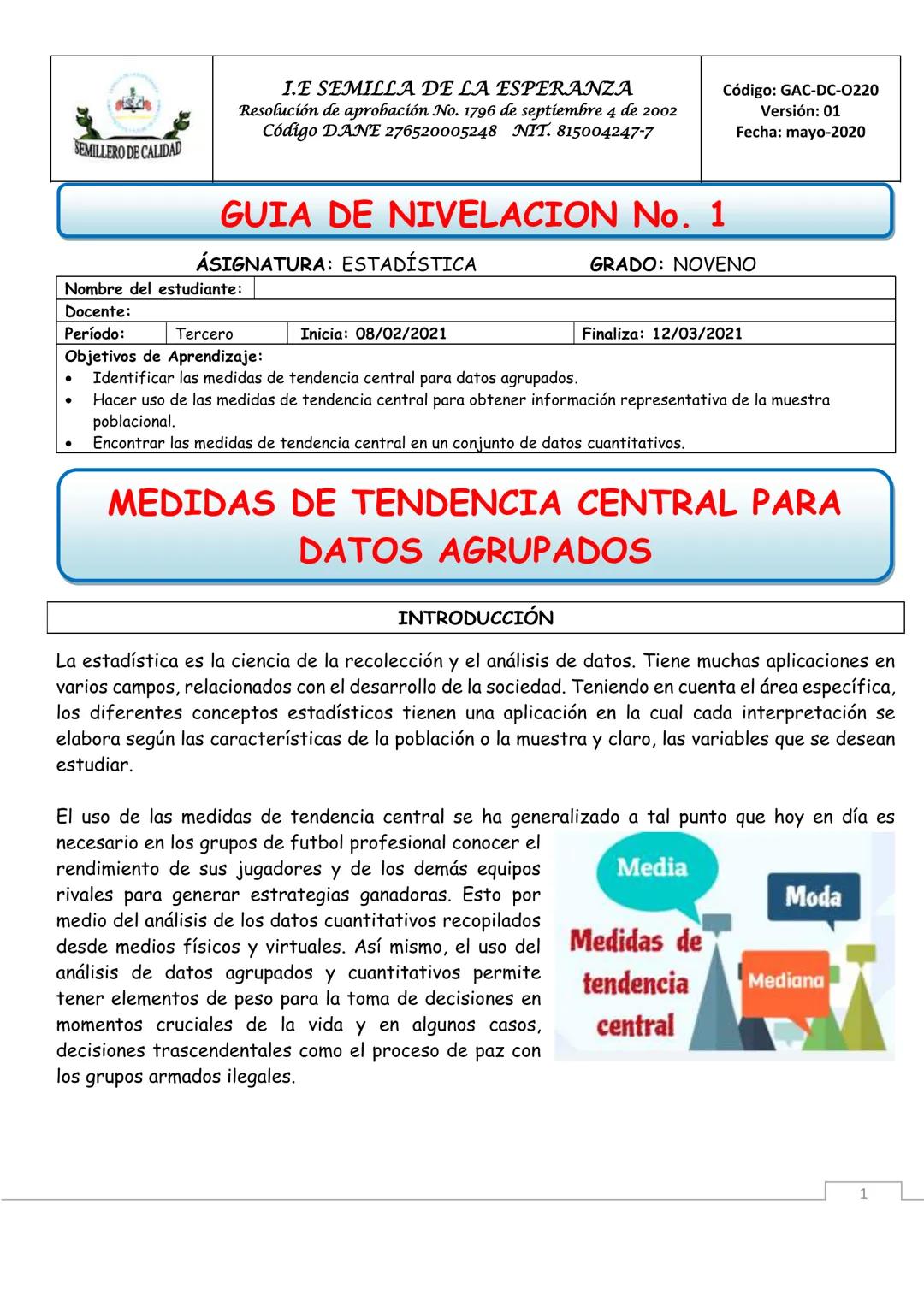 Medidas de tendencia central para datos agrupados