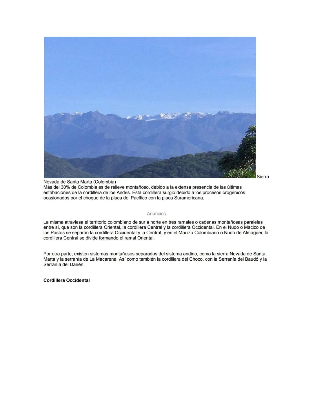 Relieve colombiano
RELIEVE COLOMBIANO
El relieve colombiano es variado, con escarpadas cordilleras andinas, amplios valles interandinos y