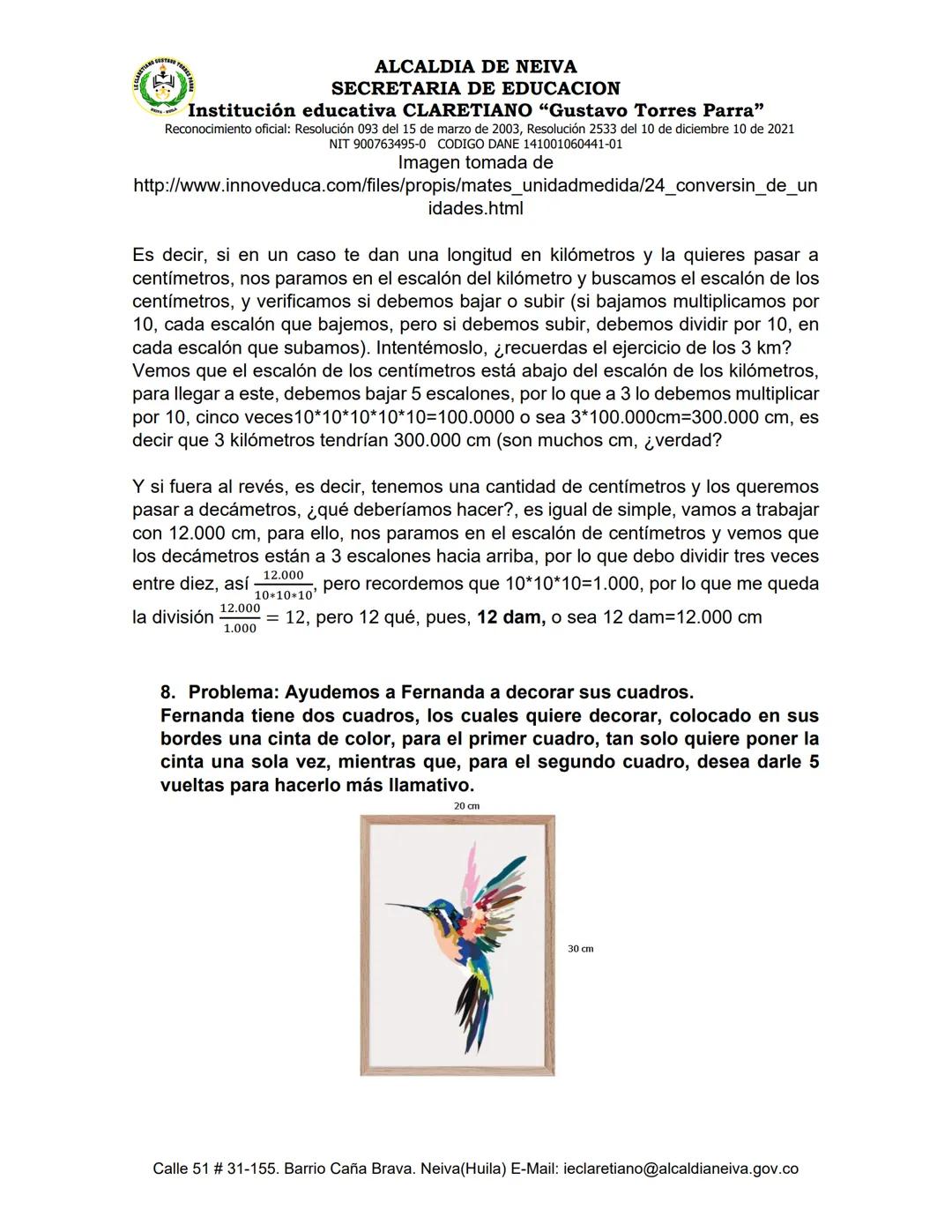 # ALCALDIA DE NEIVA
SECRETARIA DE EDUCACION
Institución educativa CLARETIANO "Gustavo Torres Parra"
Reconocimiento oficial: Resolución 093 d