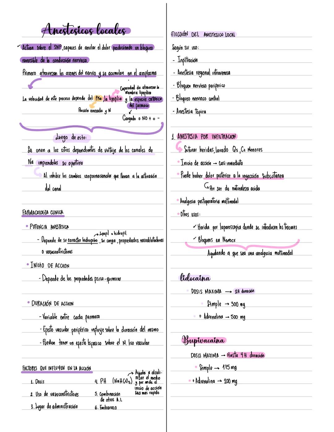 # Anestesicos locales
Actuan sobre el SNP, capaces de anular el dolor produciendo un bloqueo
reversible de la conducción nerviosa.
Primero