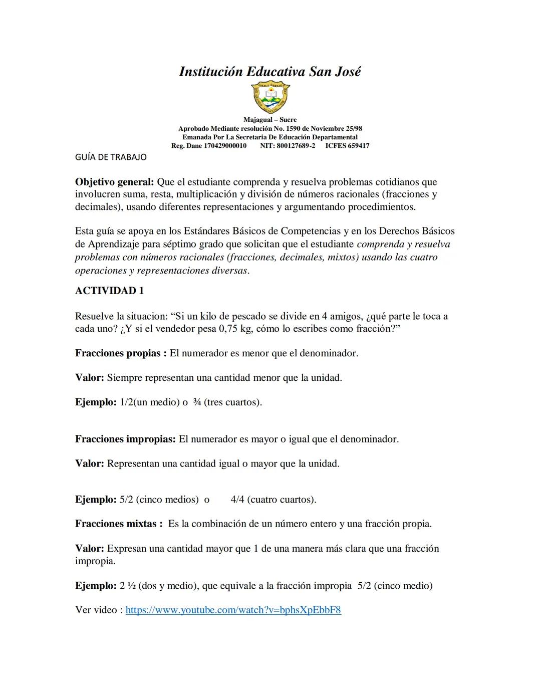 números racionales (fracciones, decimales, mixtos)