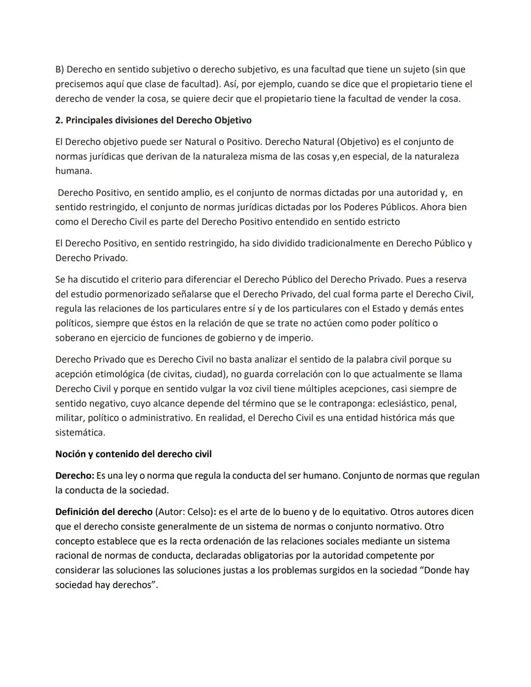 I Parcial
Derecho Civil I
TEMA 1: Nociones Introductorias
Acepciones del vocablo "Derecho"
Derecho según Olaso; "Un objeto cultural" 1er