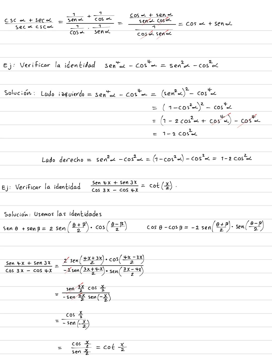 Clase 24, álgebra y trigonometría
Cumprobación de identidades trigonométricas
En esta clase vamos a verificar algunas identidades trigonomét