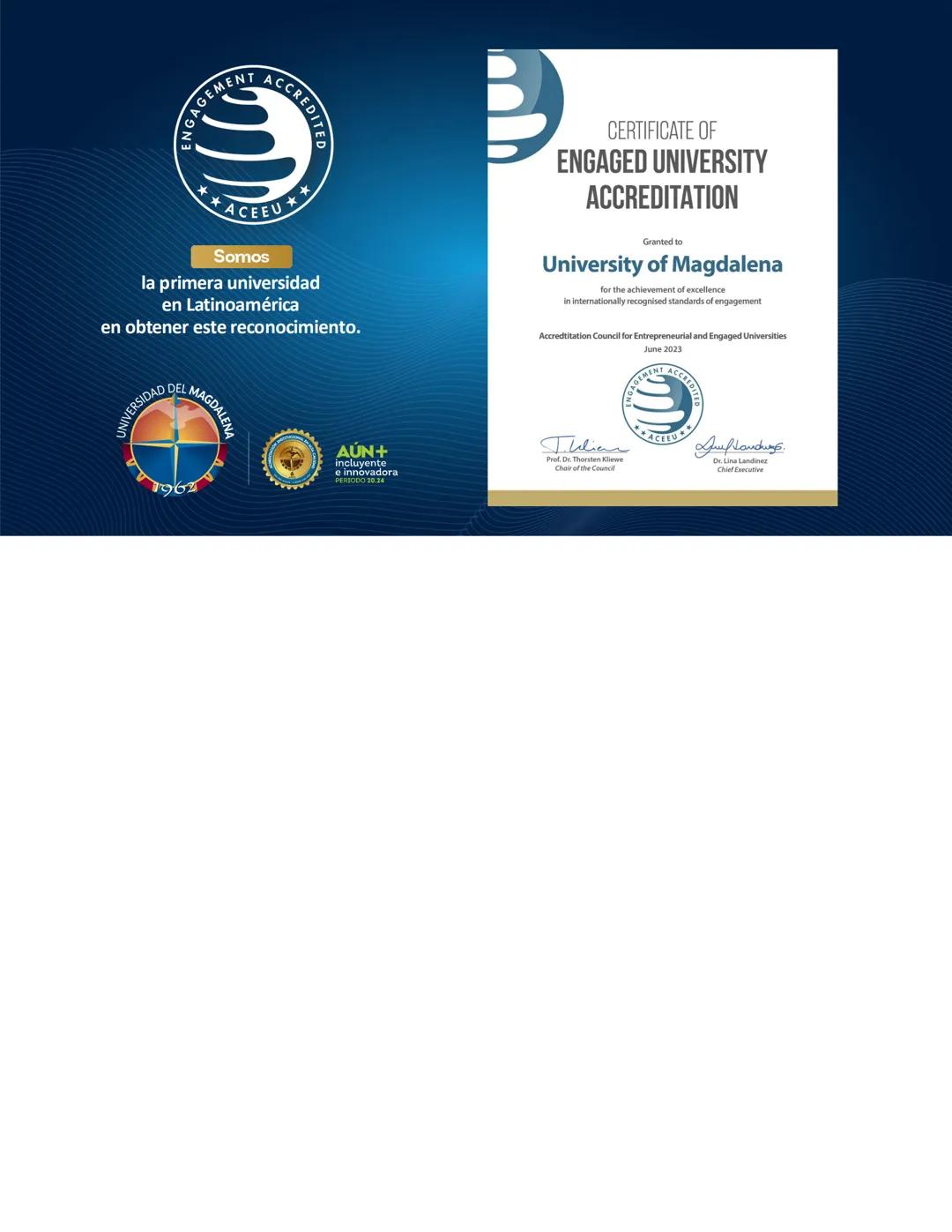 AÚN+
PERIODO 20.24
AÚN+ Independiente
Innovadora 20.24
61 # UNIVERSIDAD DEL MAGDALENA
1962
61
AÚN+
Incluyente
e innovadora
PERIODO 20.24