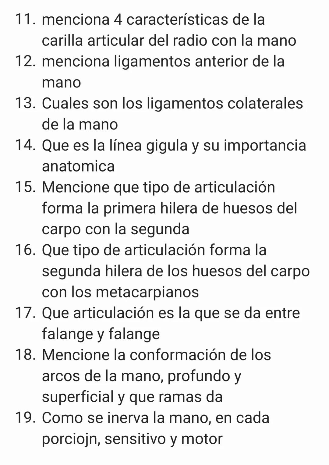 PREGUNTAS:
1. que nervio acompaña a la arteria
braquial
2. musculos que llegan a la corredera
bicipital
3. inervación de músculos del brazo