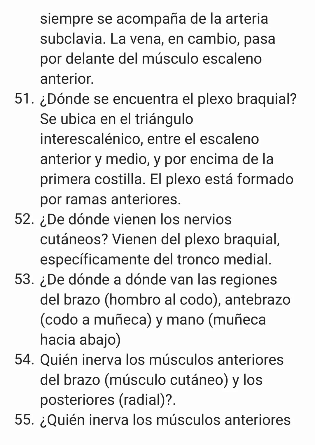 PREGUNTAS:
1. que nervio acompaña a la arteria
braquial
2. musculos que llegan a la corredera
bicipital
3. inervación de músculos del brazo