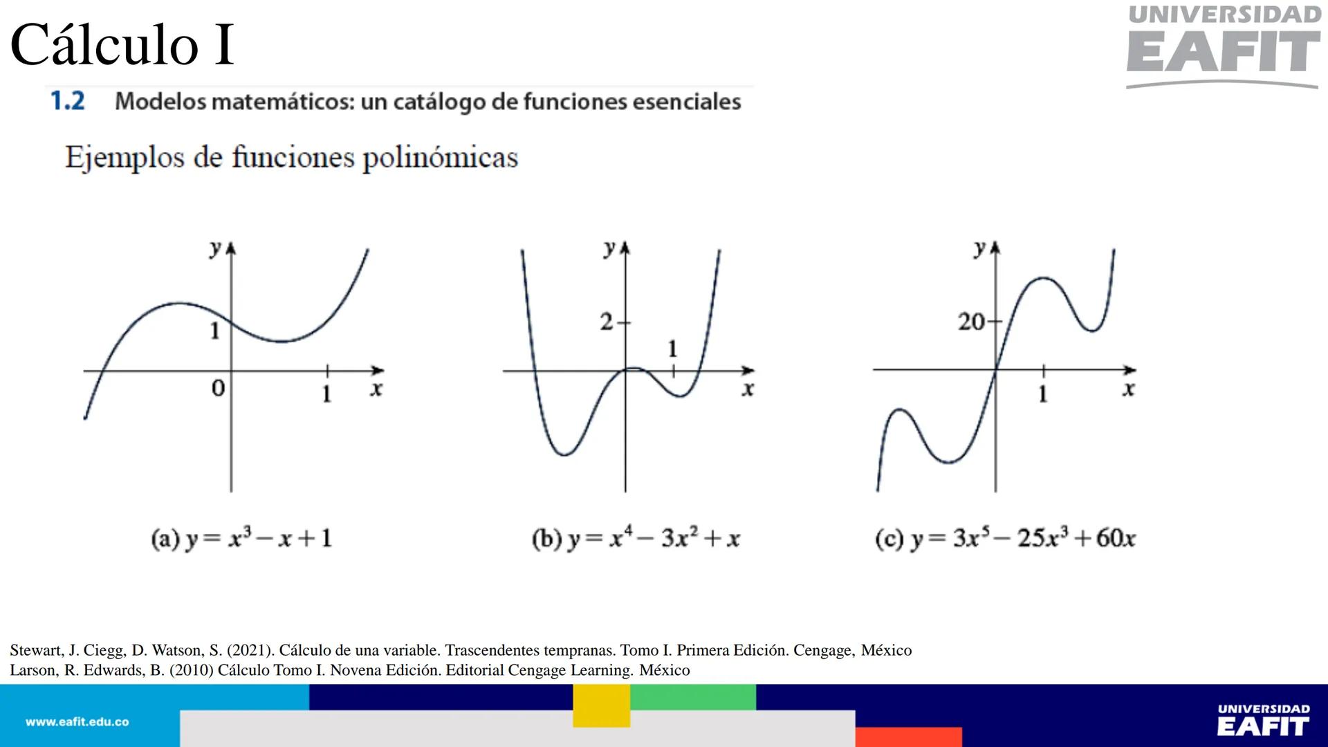 UNIVERSIDAD
EAFIT Cálculo I
UNIVERSIDAD
EAFIT # Cálculo I
Sección 1.1. Cuatro maneras de representar una función.
Así, se tienen al menos