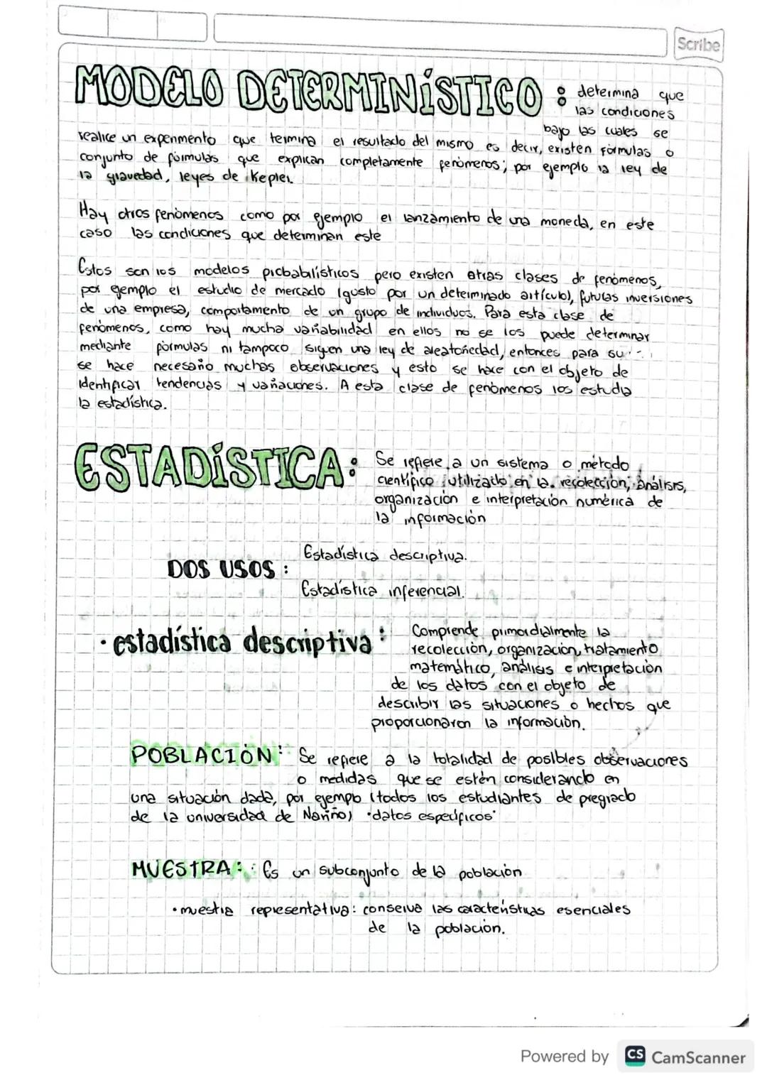 Scribe
# MODELO DETERMINISTICO:
determina que
las condiciones
realice un expenmento que termina el resultado del mismo es decir, existen for