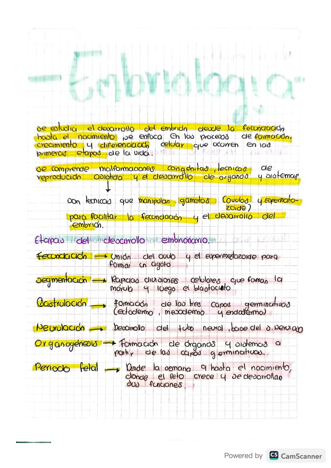 # Embriologia
De estudia el desarrollo del embrión desde la fecunciación
hasta el nacimiento be enfoca En los procevod de formación,
crecim