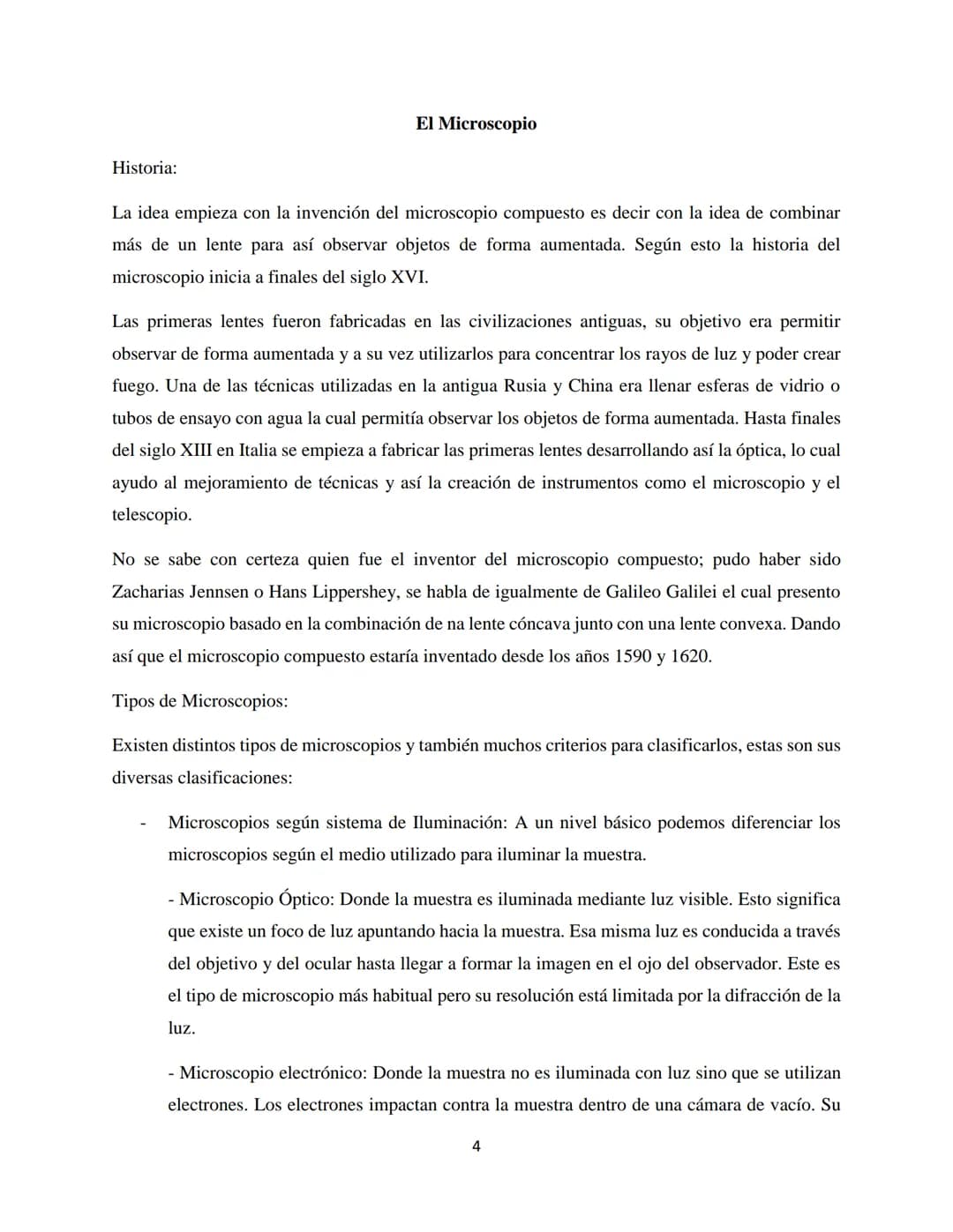 # Tabla de contenido
## El Microscopio.....................................................................................................