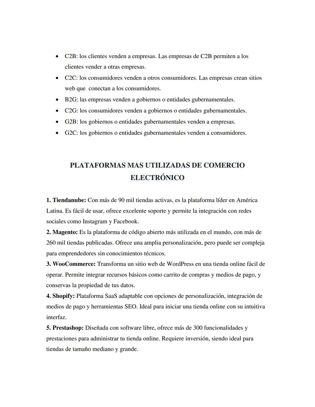 # Tabla de Contenidos
¿Qué Es El Comercio Electronico?1
Tipos De Comercio Electronico;Error! Marcador no definido.
Plataformas Mas Utilizad