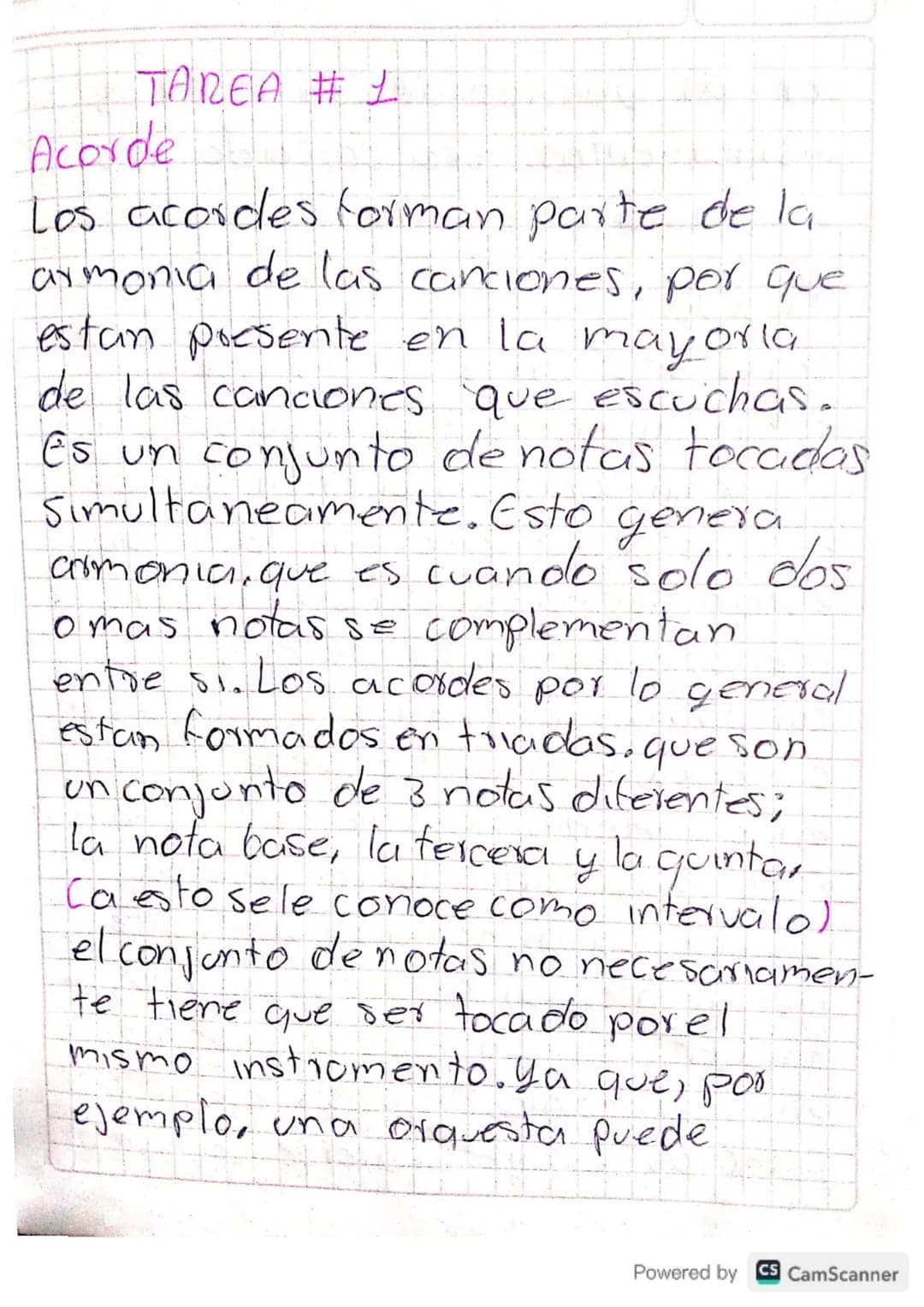 # TAREA # 1
## Acorde
Los acordes forman parte de la armonia de las canciones, por que estan presente en la mayoria de las canciones que esc