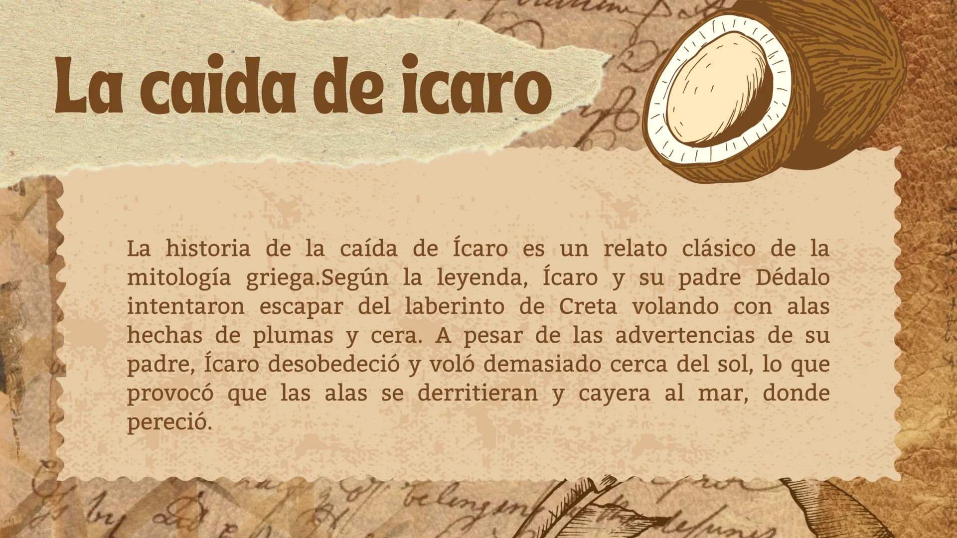 Indice
La caida de icaro
Las tres hermanas
del destino
Historia
Representacion
¿Relacion?
Resumen # La caída de ícaro
La historia de la caí