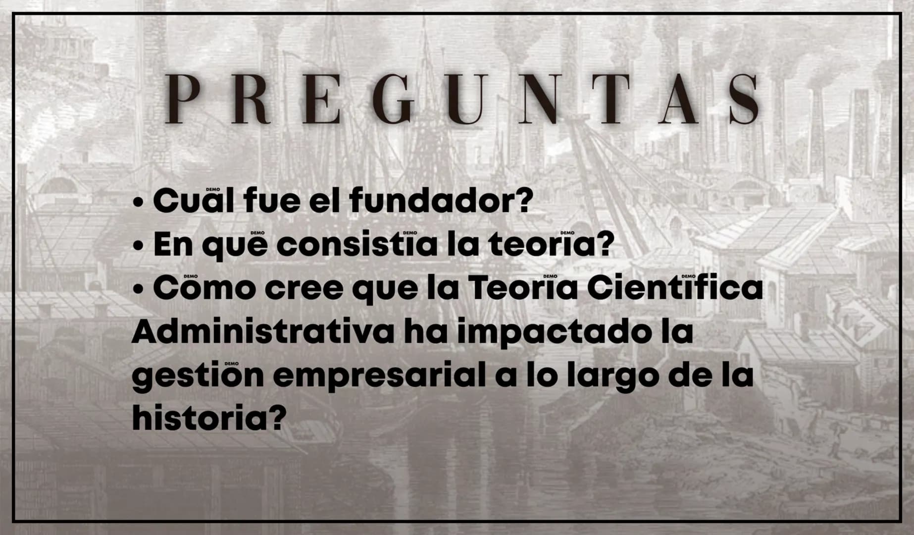 # CONTENIDO
Teoría Científica Administrativa es un enfoque desarrollado a principios del siglo XX con el fin de mejorar la eficiencia y prod