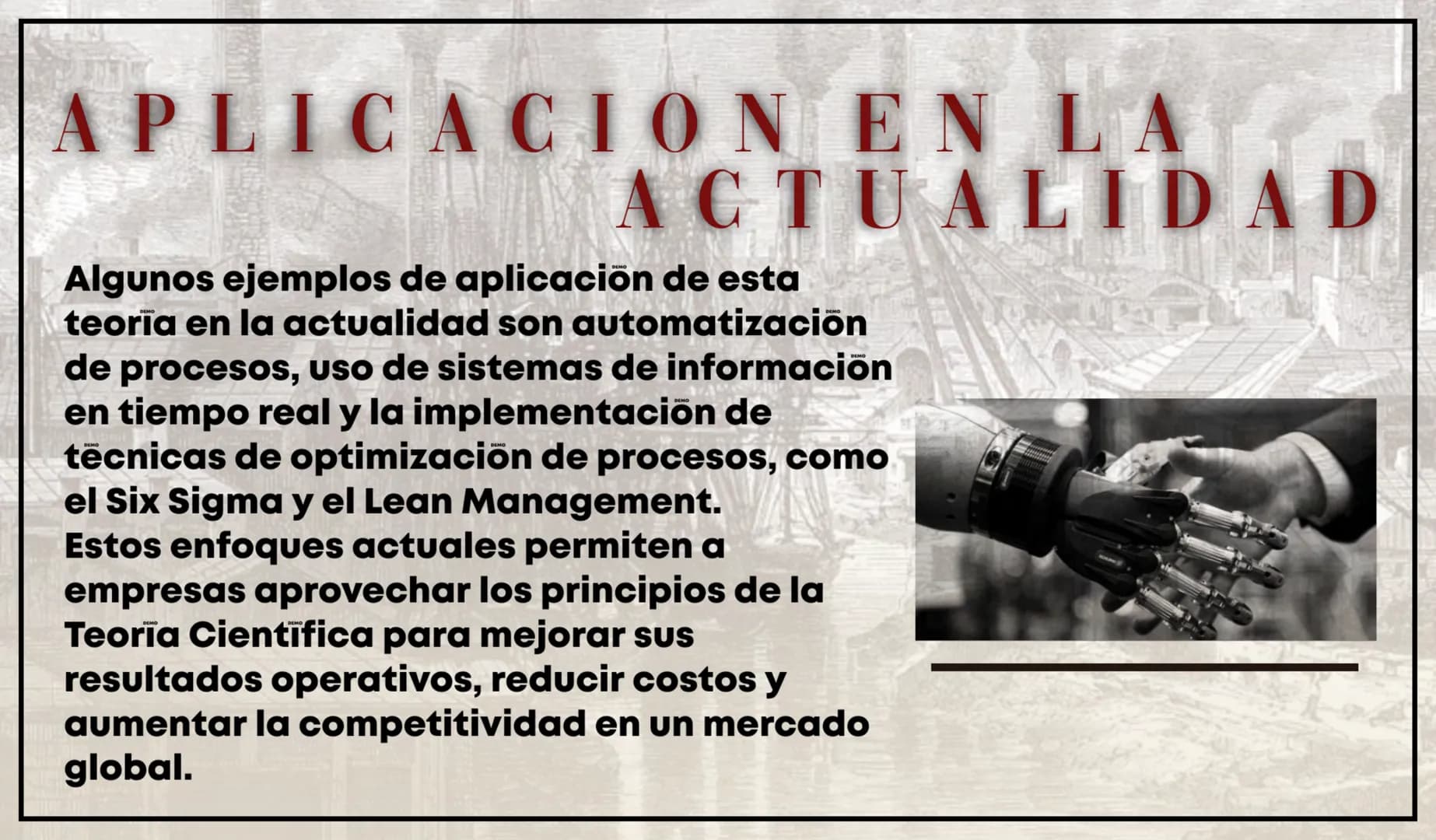 # CONTENIDO
Teoría Científica Administrativa es un enfoque desarrollado a principios del siglo XX con el fin de mejorar la eficiencia y prod