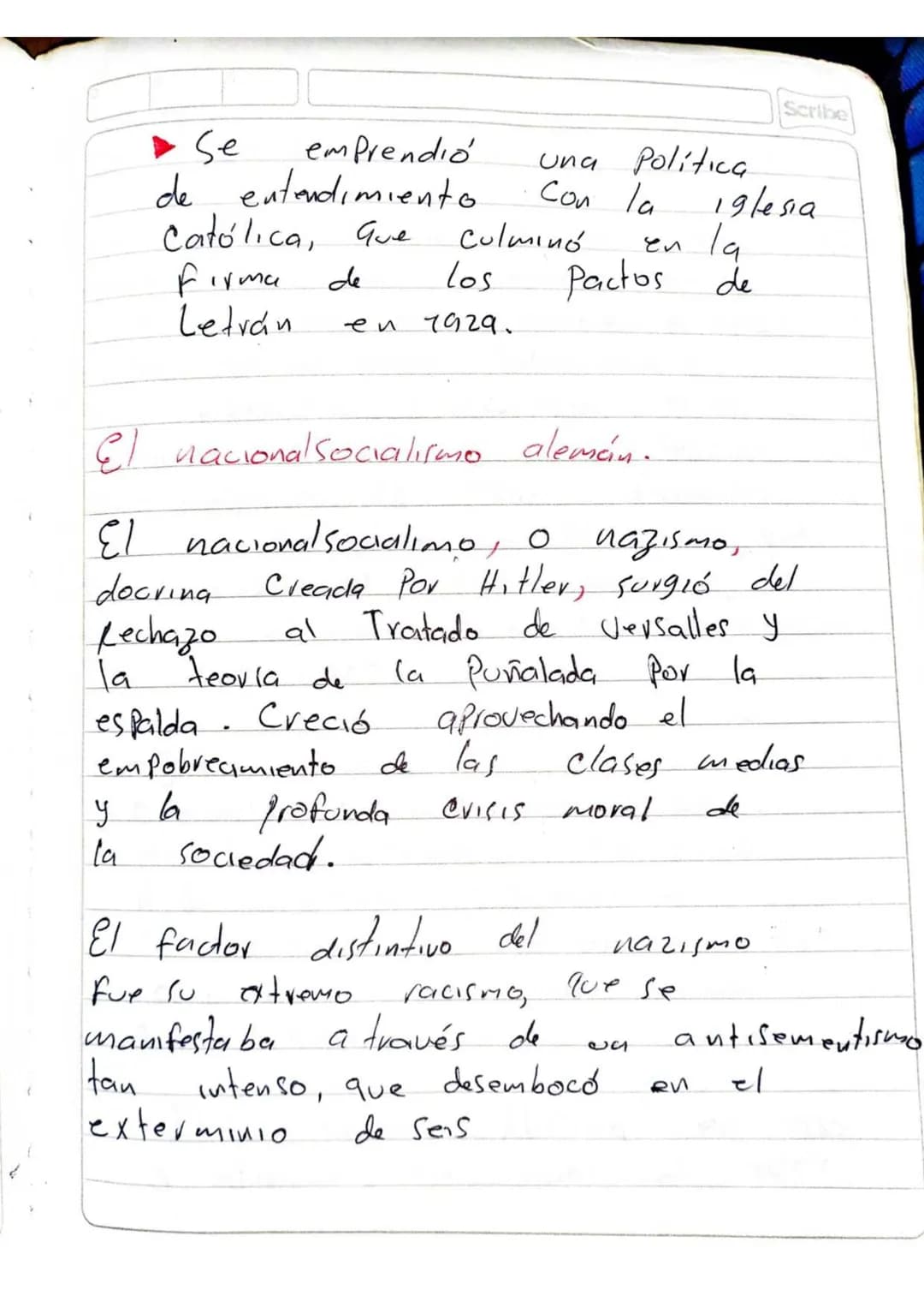 Scribe
# El fascismo Italiano
Italia, que había participado en la Primera Guerra Mundial en el bando vencedor, estaba descontenta con las es