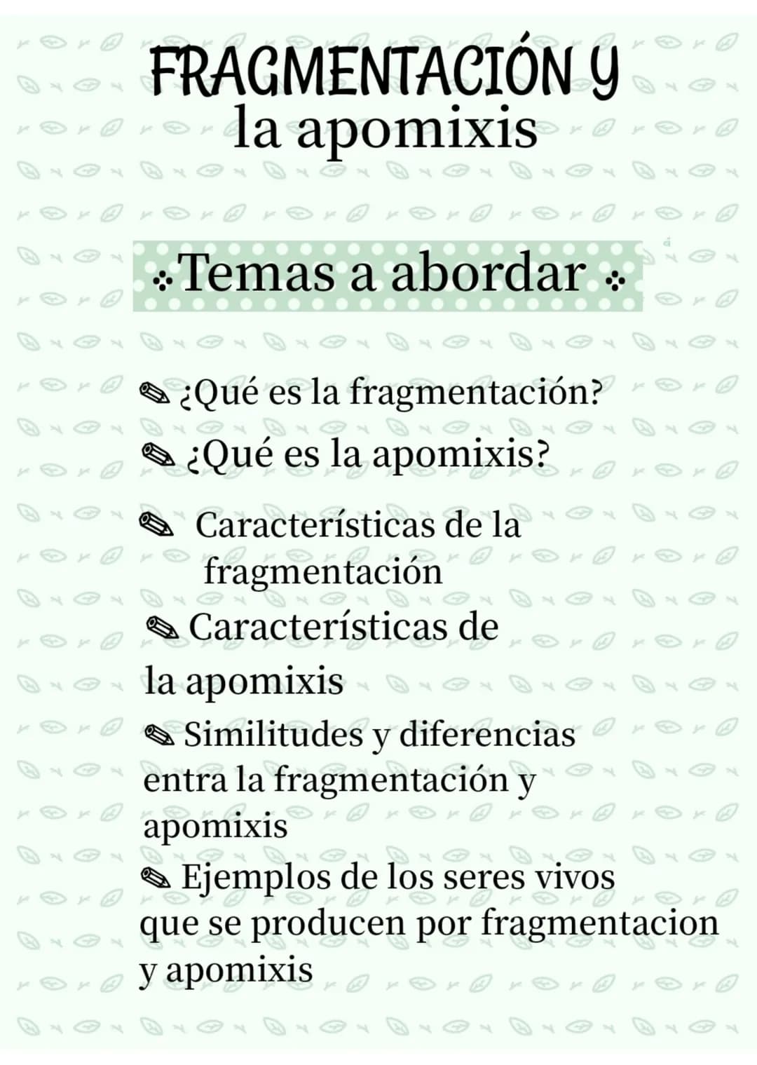FRAGMENTACION
Y
APOMIXIS
Presentado por:
- Silvana Suarez
- Josmary Linares
- Luisa Arroyave
- Victoria Colonna
- Sofia Martinez
8-1 # FRA