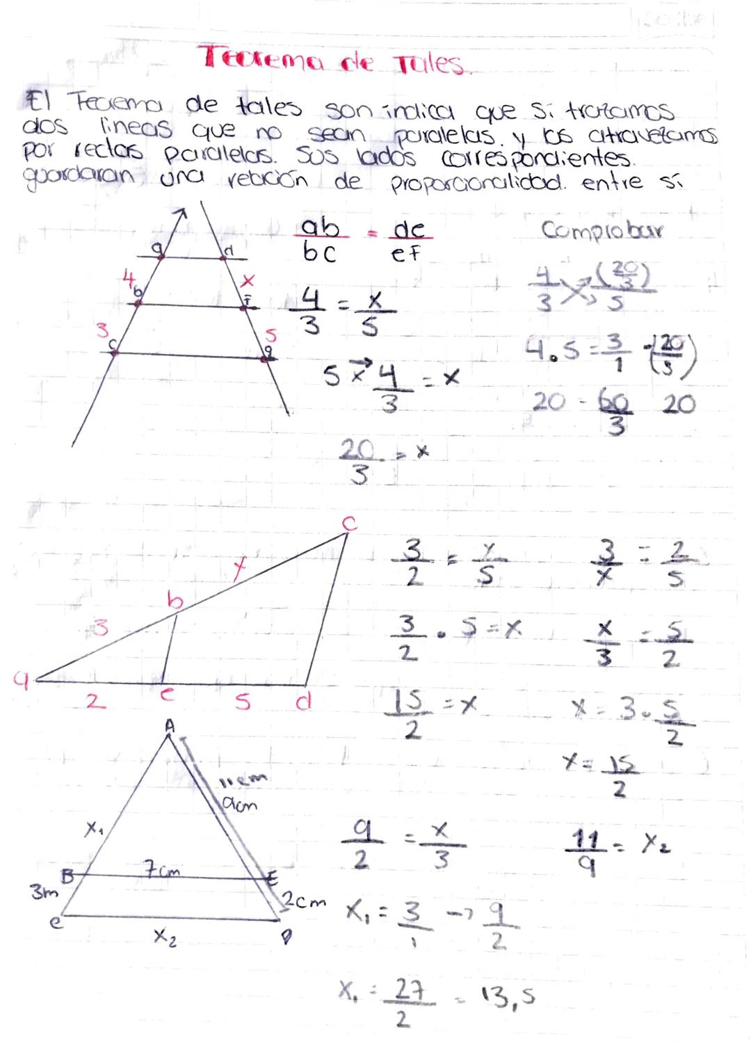 Teorema de Tales.
El Teorema de tales son indica que si trazamas
dos
sean paralelas. y las atravezamos
por reclas paralelas. Sos lados corre