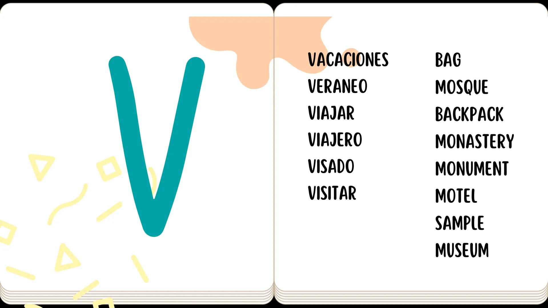 DICCIONARIO
English
Español
Canv ESPAÑOL ENGLISH
A ESPAÑOL A ENGLISH
•
ACUEDUCTO
A
.
• AGENCIA DE VIAJES
• AGLOMERACIÓN
• ALCÁZAR
• ANTIGUO