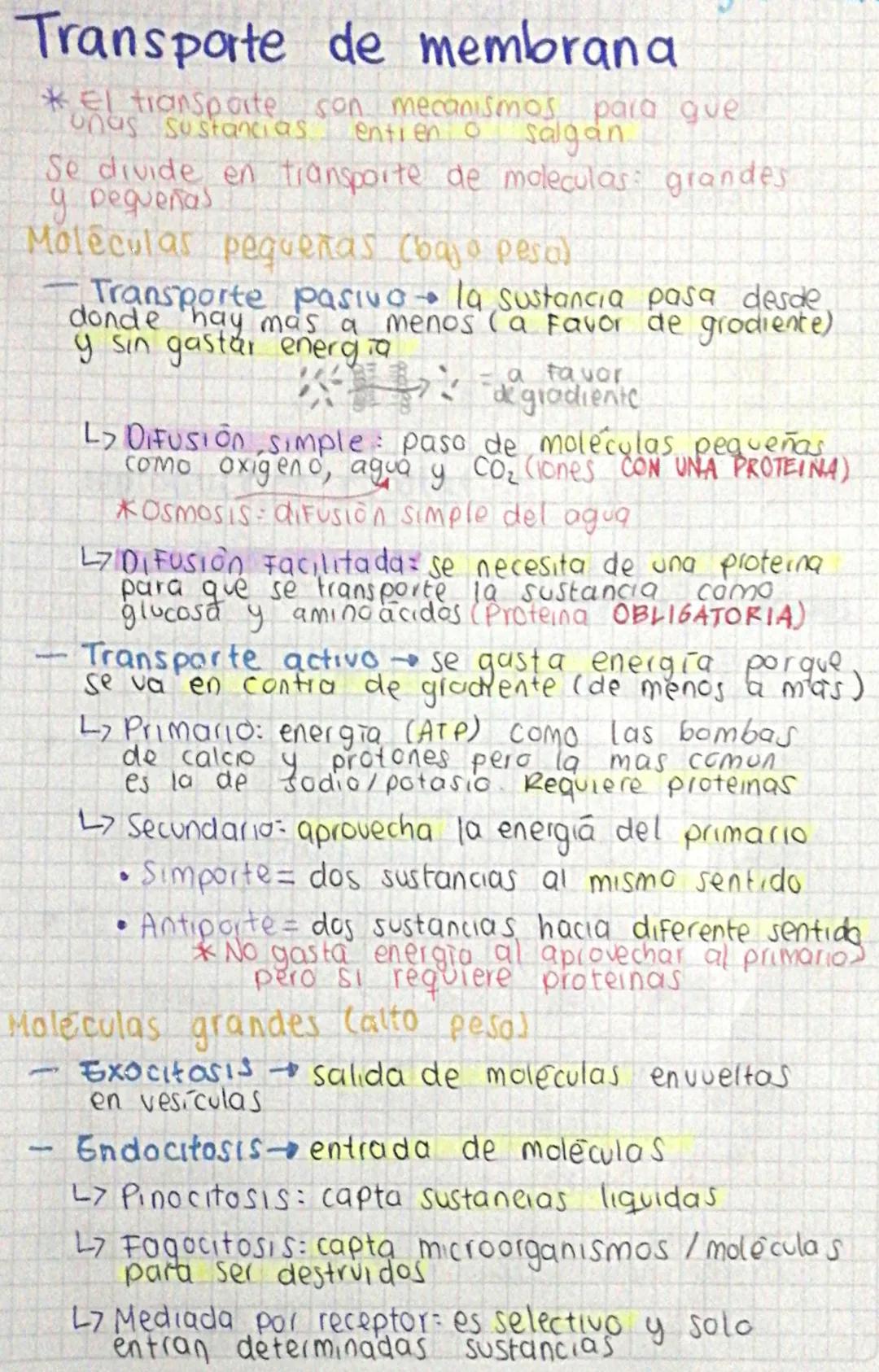 Transporte de membrana
*el transporte con mecanismos para que
unas sustancias entien o salgan
Se divide en transporte de moleculas grandes
9