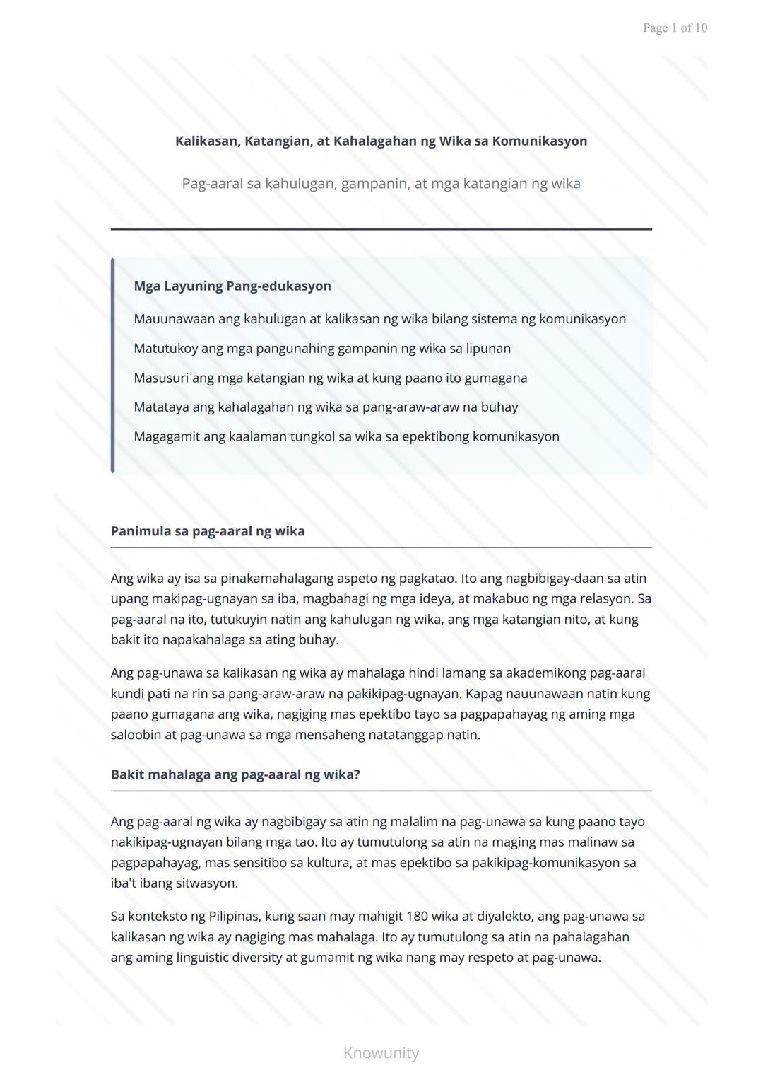 Kalikasan, Katangian, at Kahalagahan ng Wika sa Komunikasyon
Pag-aaral sa kahulugan, gampanin, at mga katangian ng wika
Mga Layuning Pang-ed